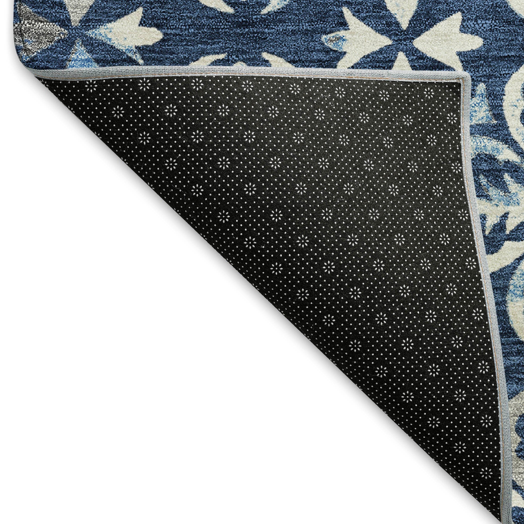 Antigua Machine Washable Transitional Navy Blue Rug 1'8" x 2'6" #shape_Rectangle