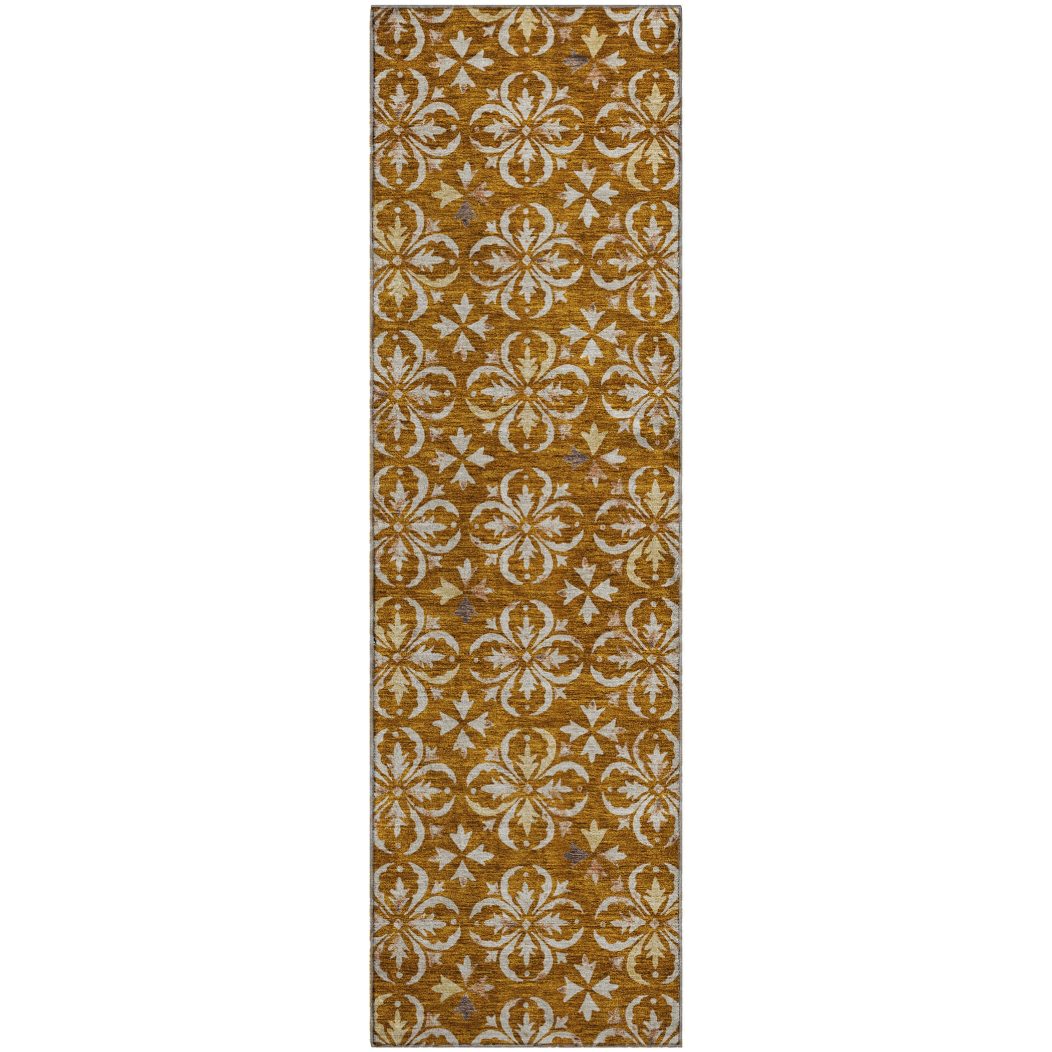 Antigua Machine Washable Transitional Paprika Orange Rug 2'3" x 7'6" #shape_Runner