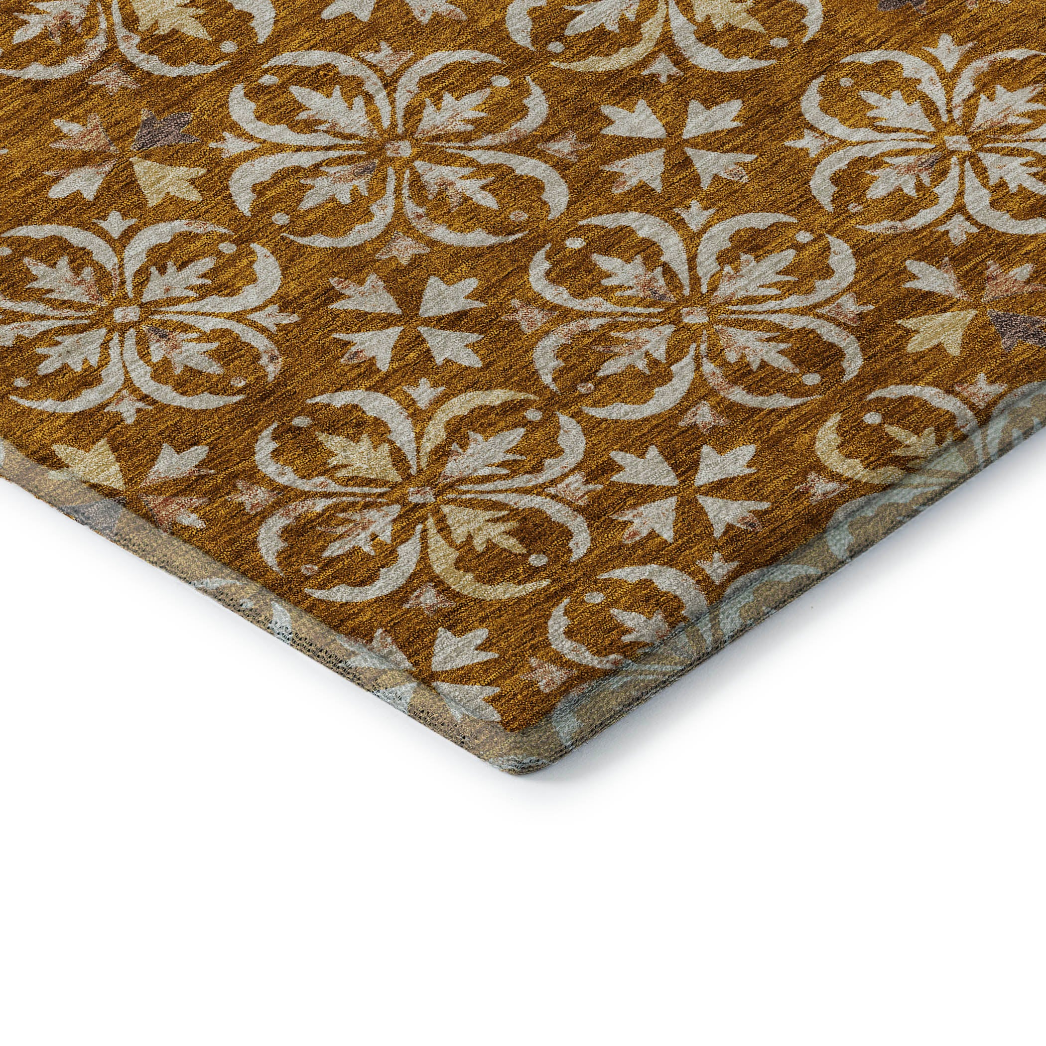 Antigua Machine Washable Transitional Paprika Orange Rug 1'8" x 2'6" #shape_Rectangle