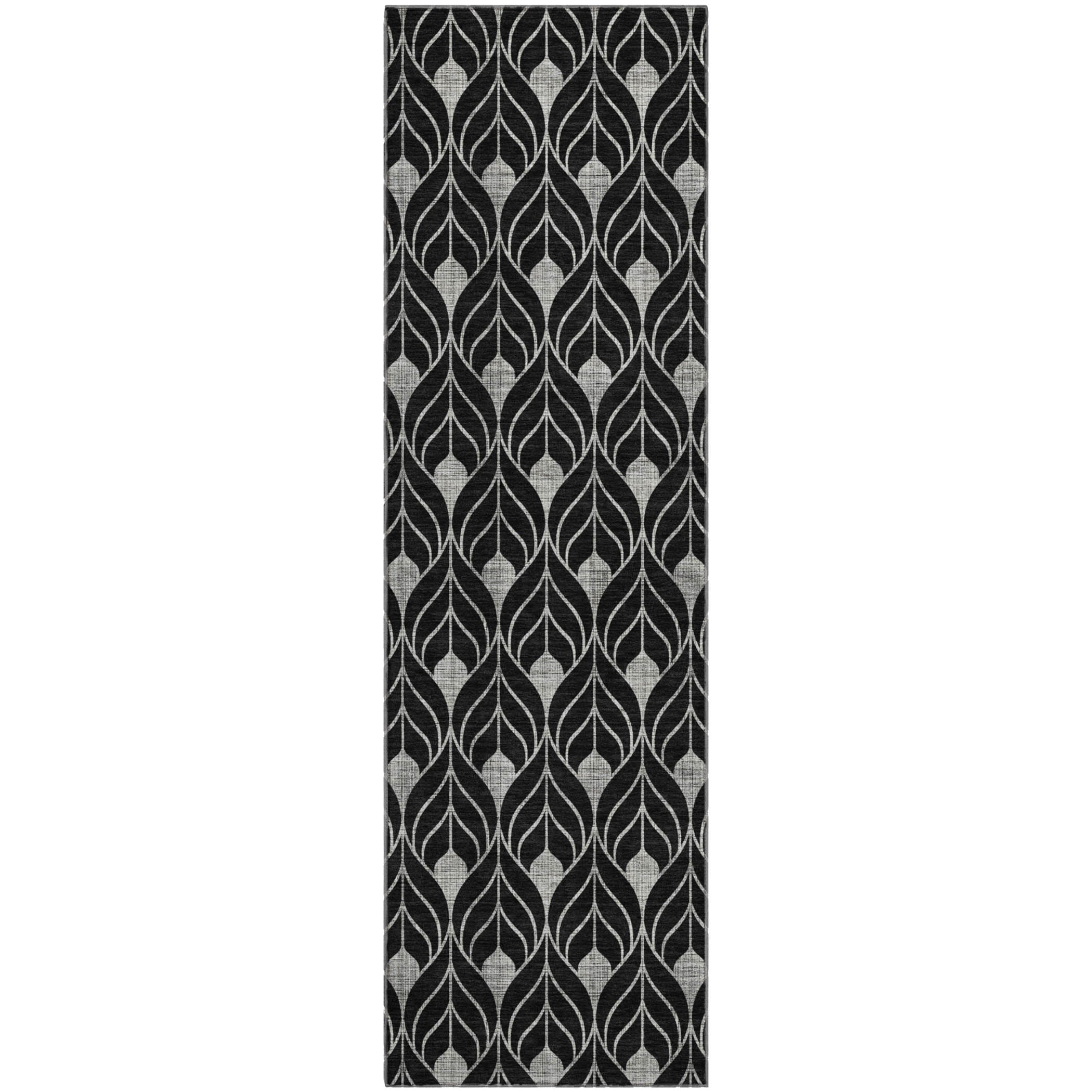 Istanbul Machine Washable Transitional Black Rug 2'3" x 7'6" #shape_Runner