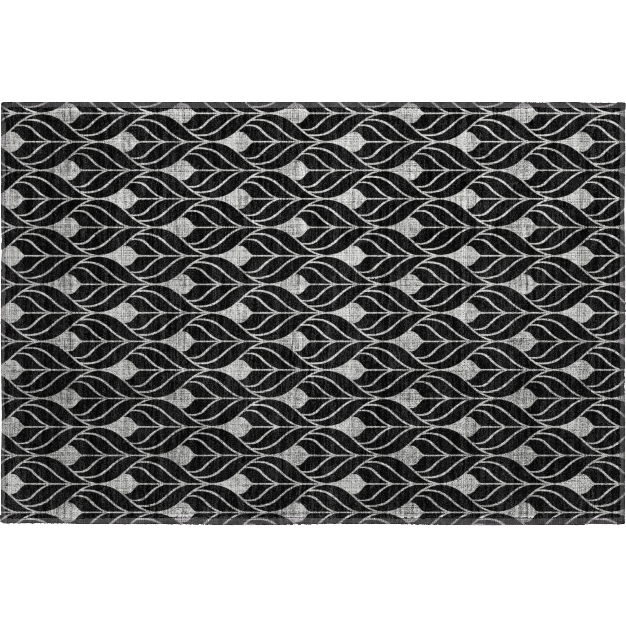 Istanbul Machine Washable Transitional Black Rug 1'8" x 2'6" #shape_Rectangle