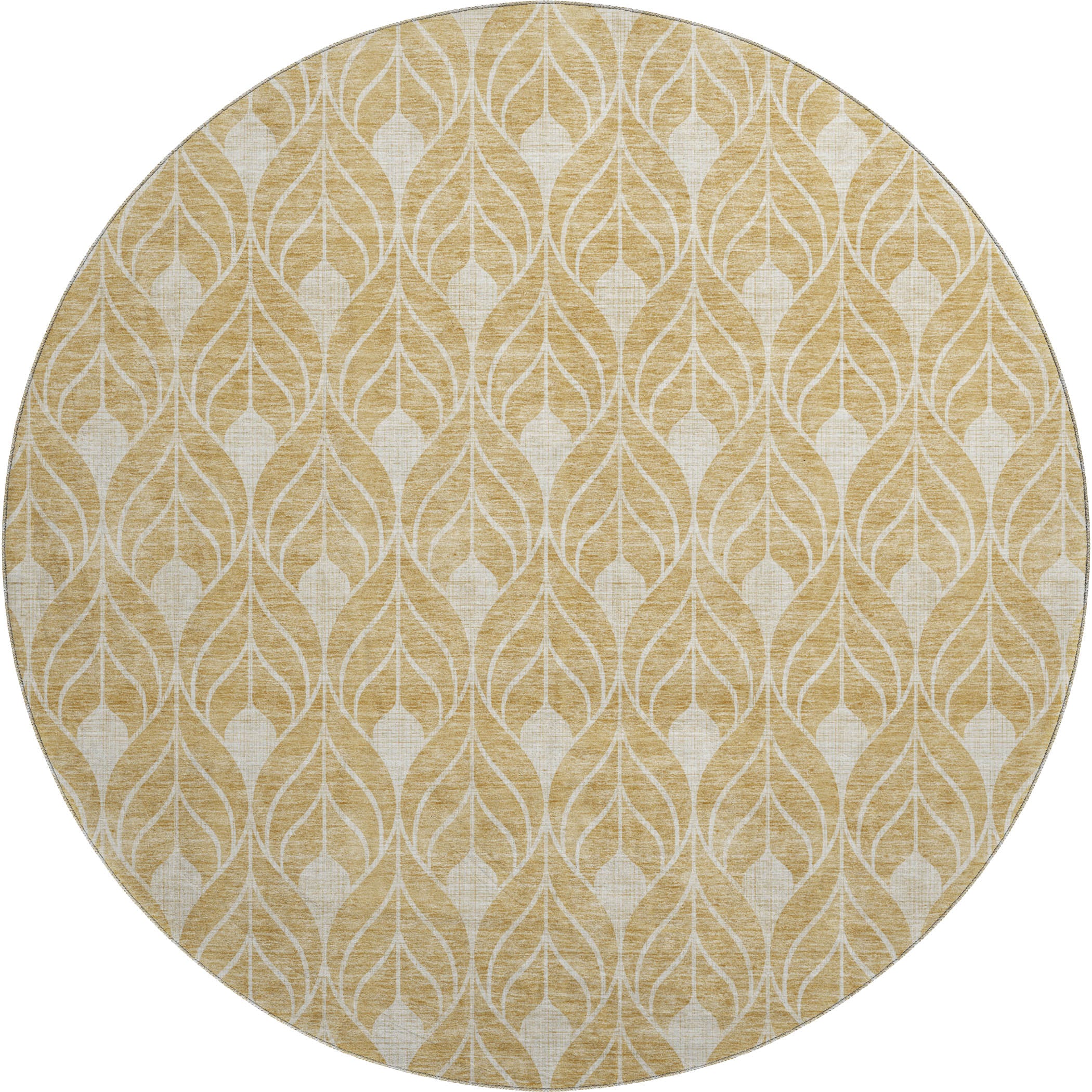 Istanbul Machine Washable Transitional Gold Rug 8' x 8' #shape_Round