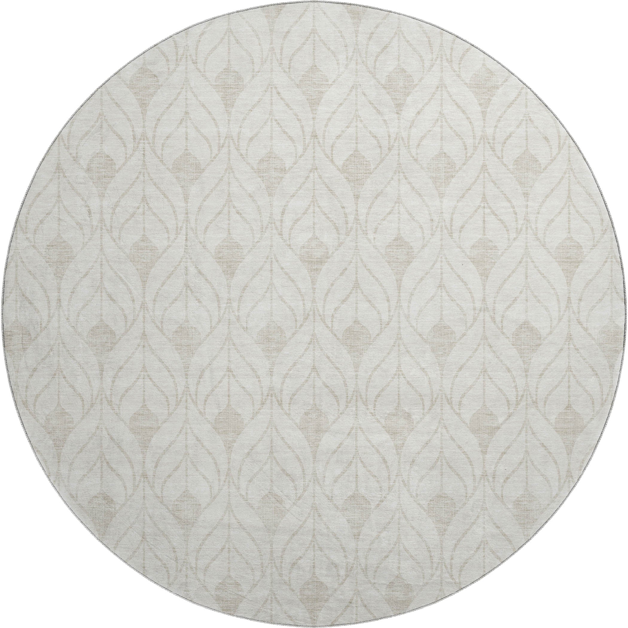Istanbul Machine Washable Transitional Ivory Rug 8' x 8' #shape_Round