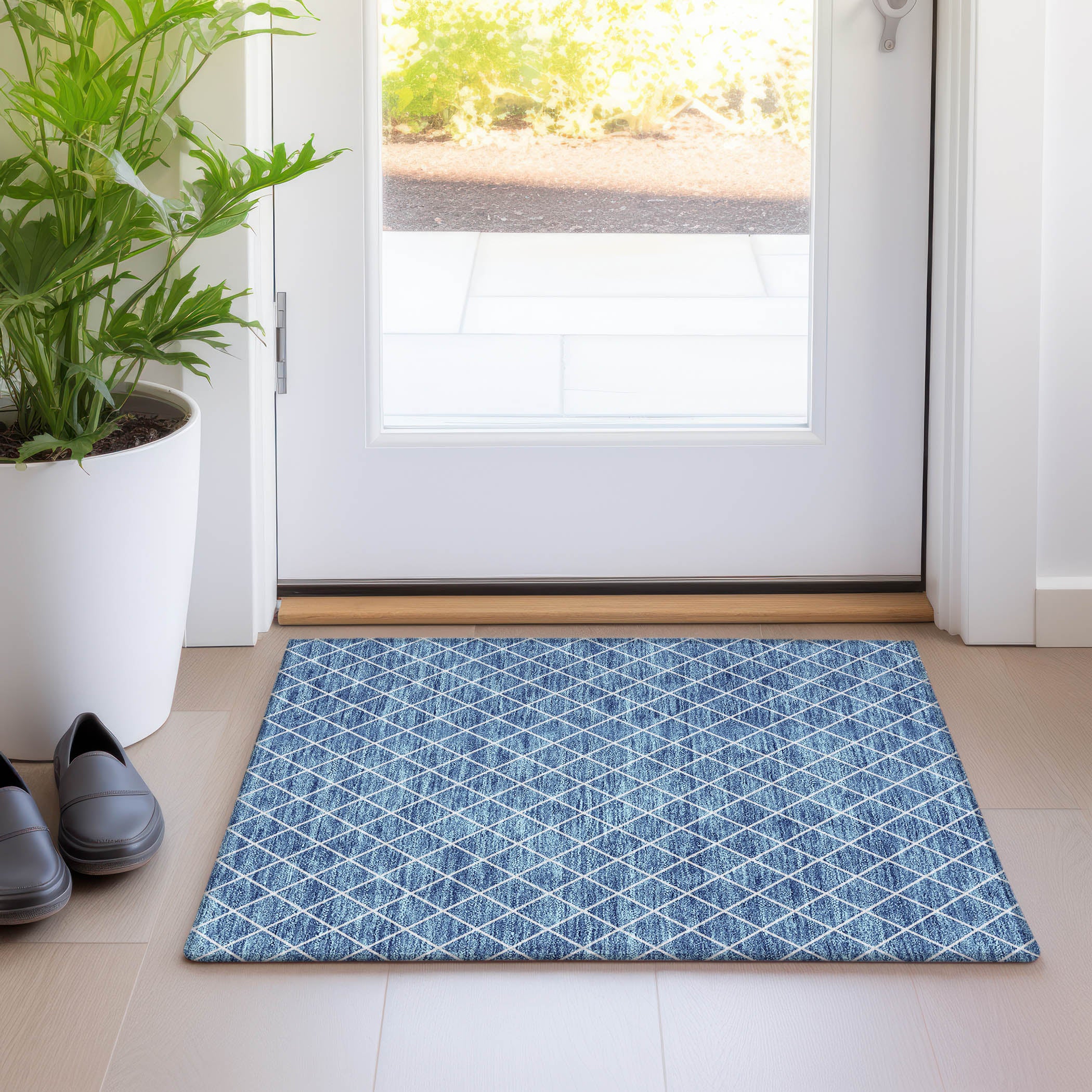 Tallinn Machine Washable Transitional Denim Blue Rug 1'8" x 2'6" #shape_Rectangle