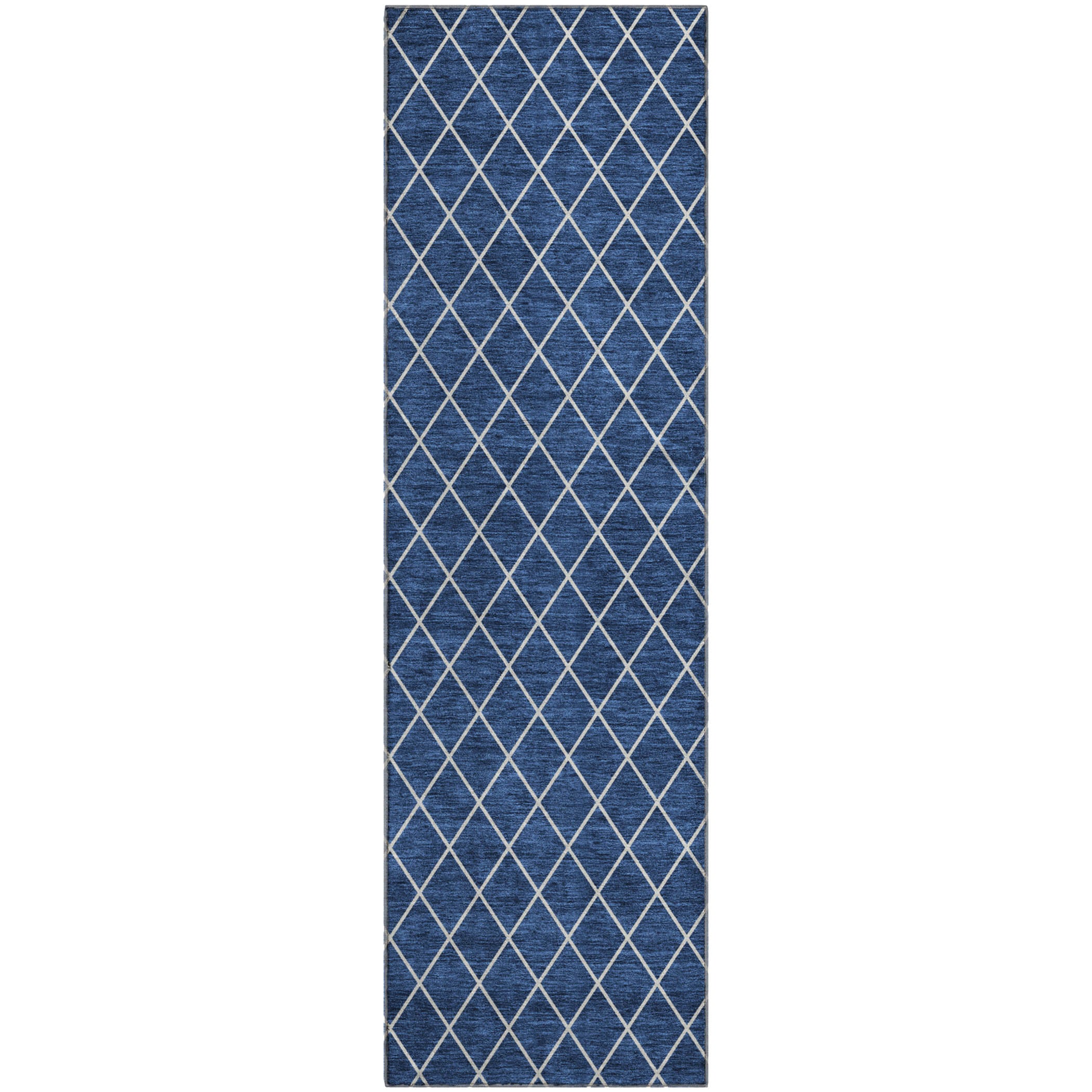 Tallinn Machine Washable Transitional Navy Blue Rug 2'3" x 7'6" #shape_Runner