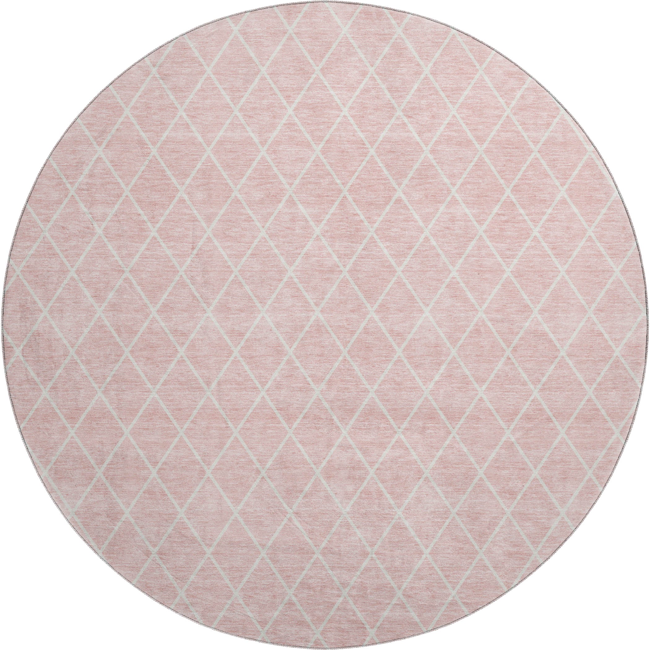 Tallinn Machine Washable Transitional Pink Rug 8' x 8' #shape_Round