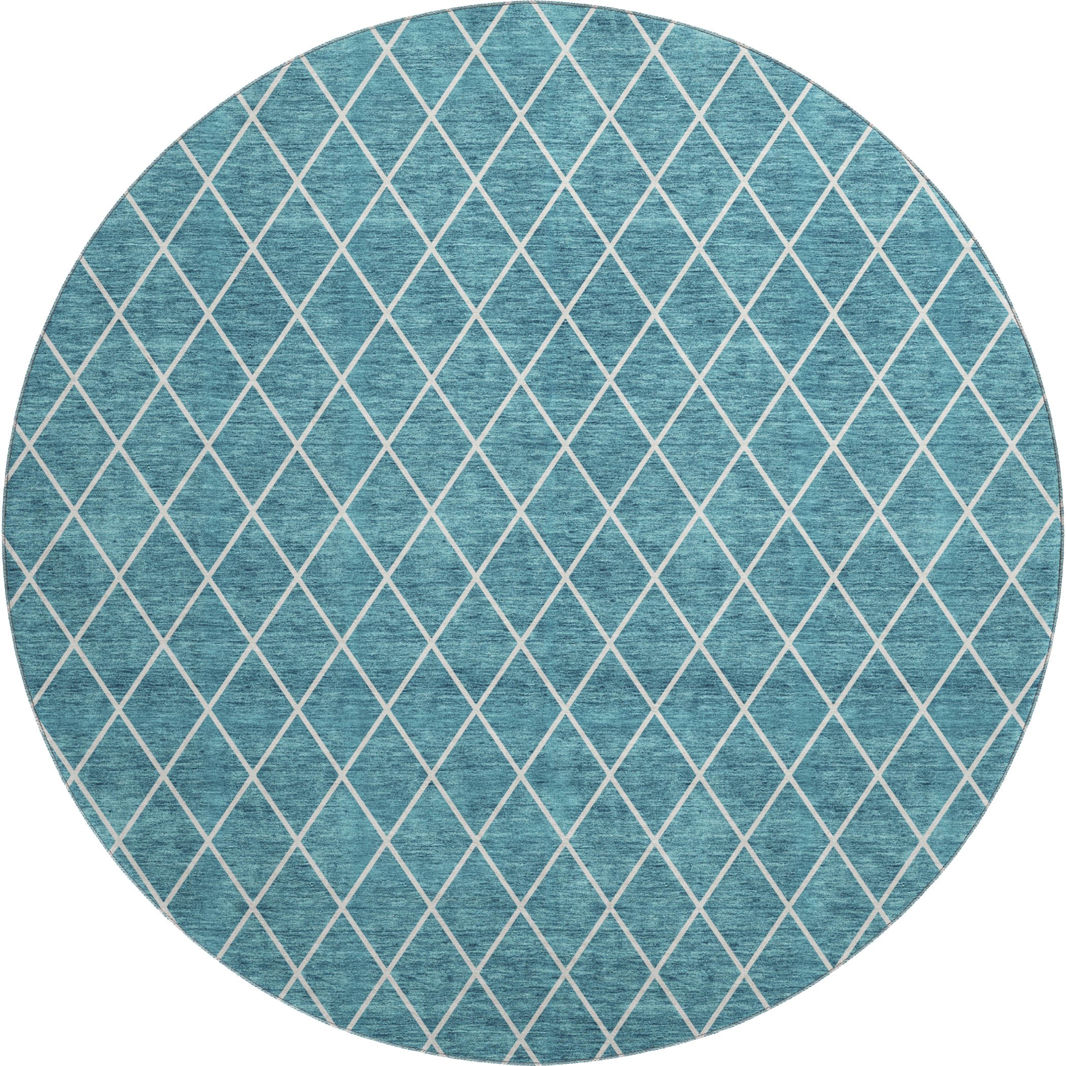Tallinn Machine Washable Transitional Teal Rug 8' x 8' #shape_Round