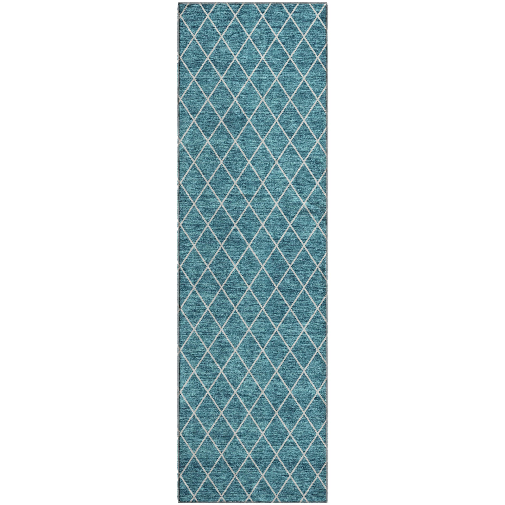 Tallinn Machine Washable Transitional Teal Rug 2'3" x 7'6" #shape_Runner