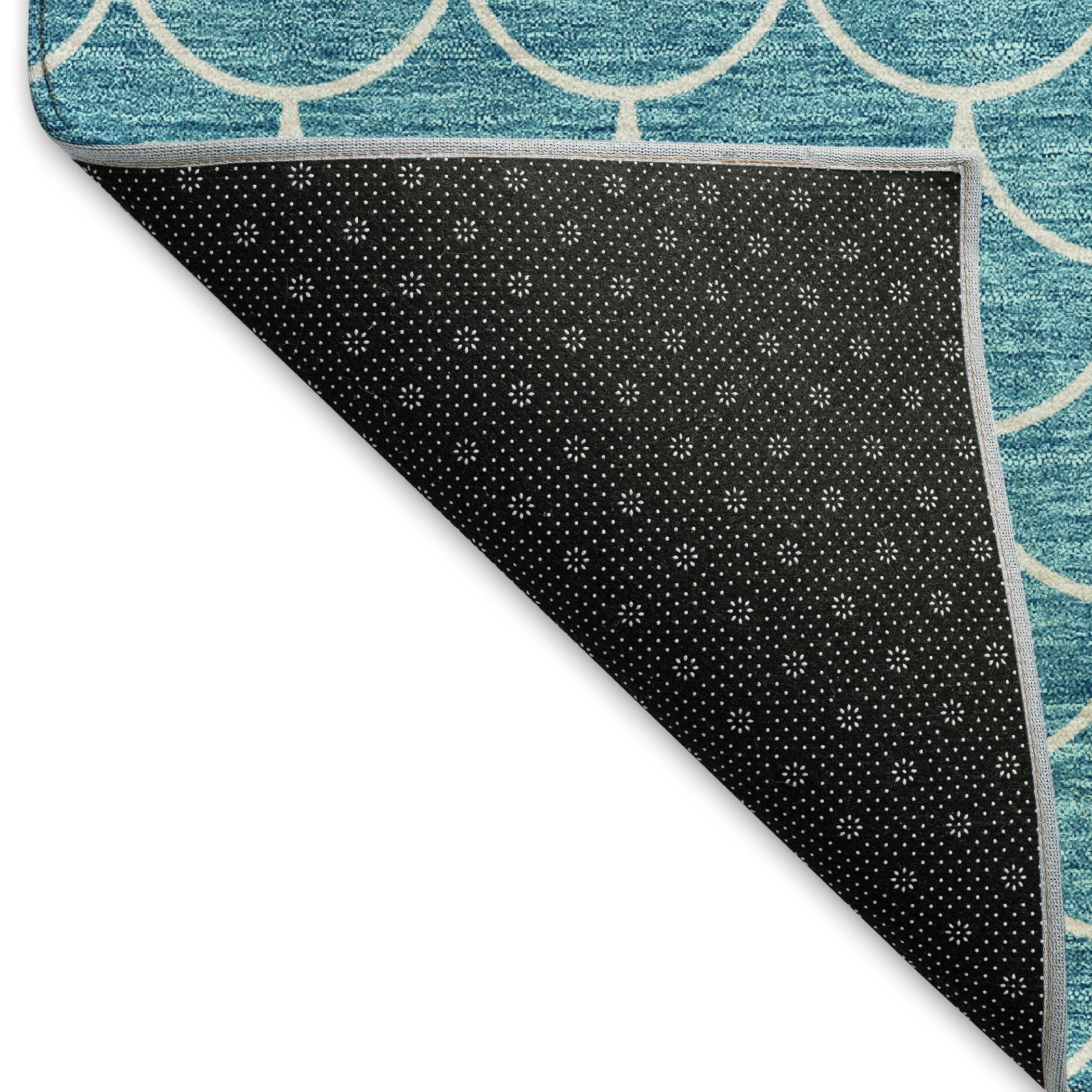 Mdina Machine Washable Transitional Teal Rug 1'8" x 2'6" #shape_Rectangle