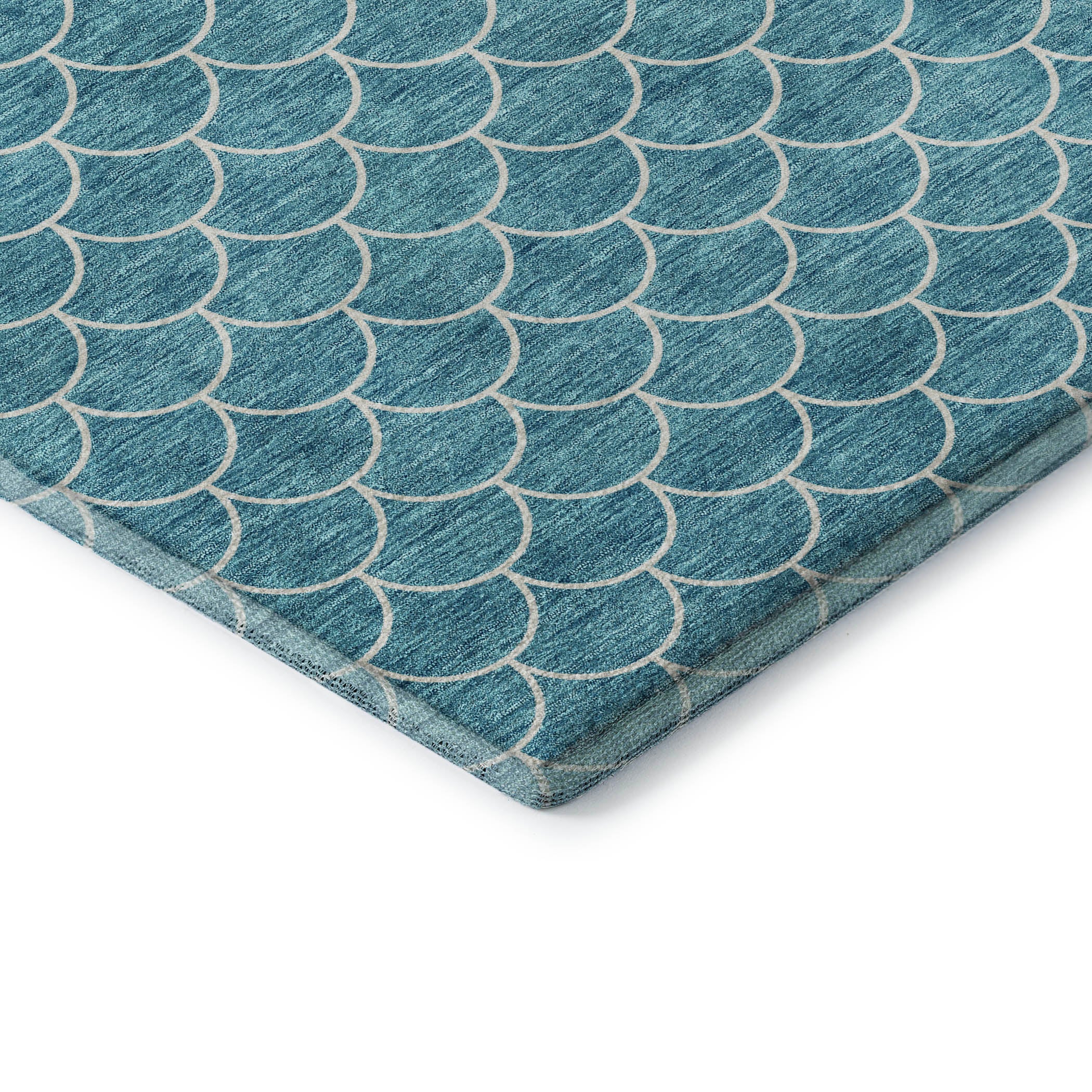 Mdina Machine Washable Transitional Teal Rug 1'8" x 2'6" #shape_Rectangle