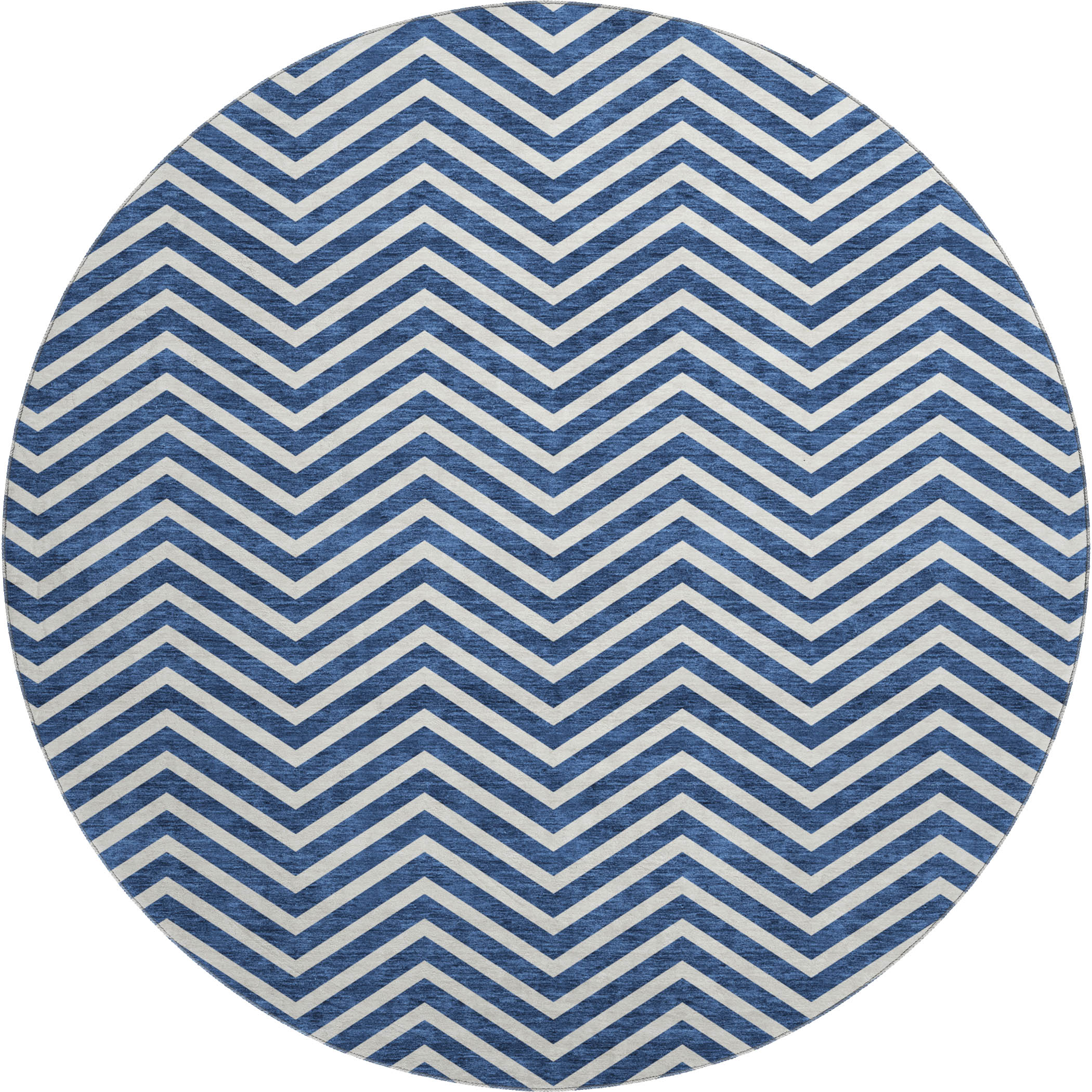 Bruges Machine Washable Transitional Blue Rug 8' x 8' #shape_Round