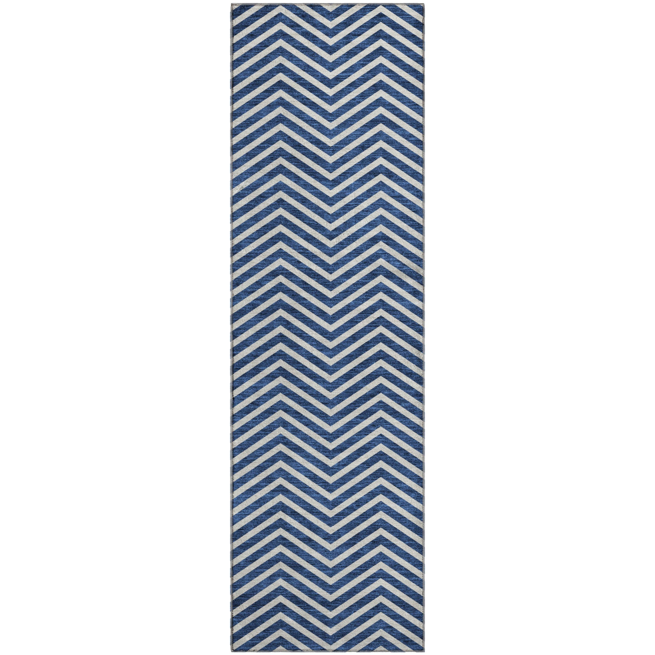 Bruges Machine Washable Transitional Blue Rug 2'3" x 7'6" #shape_Runner