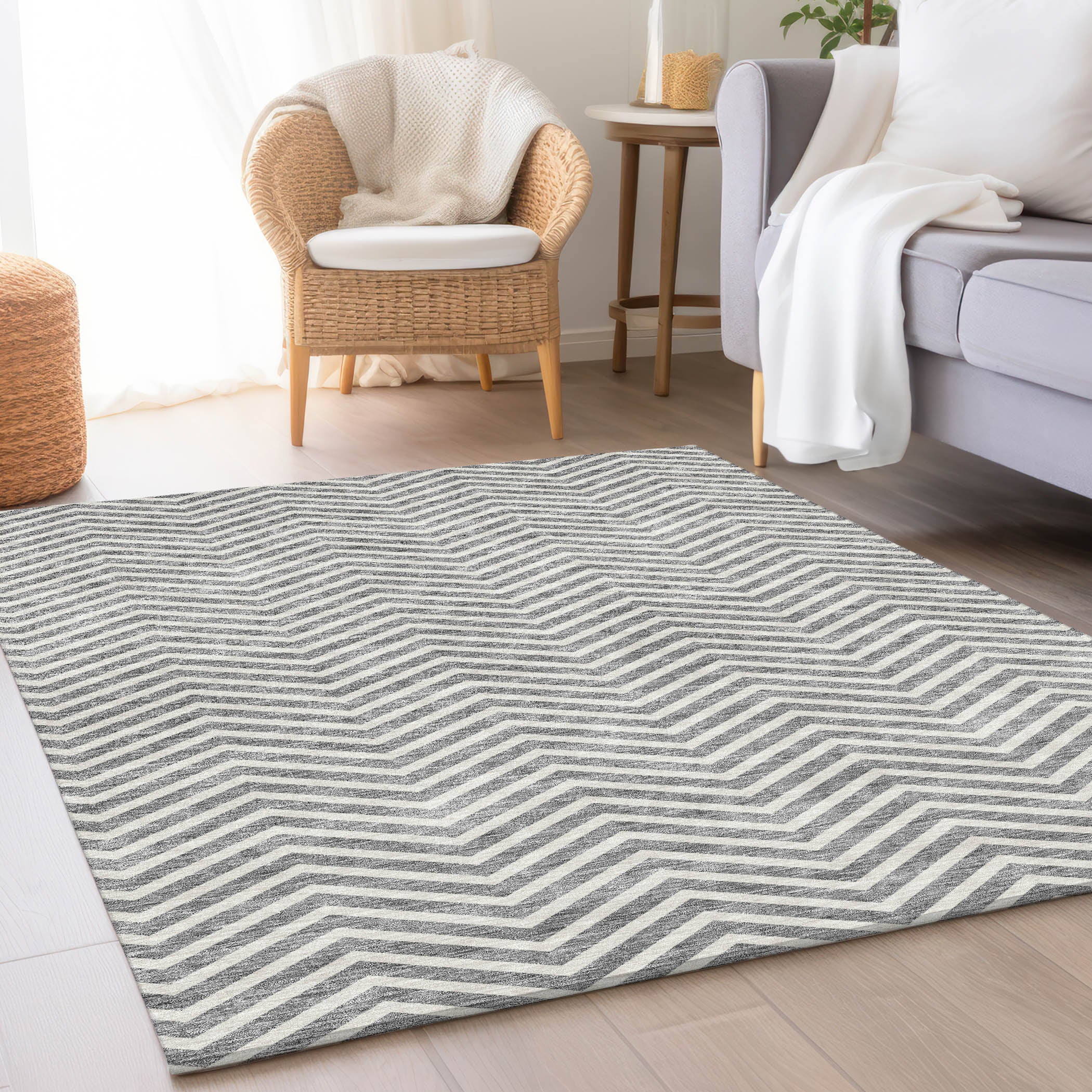 Bruges Machine Washable Transitional Gray Rug 2'6" x 3'10" #shape_Rectangle