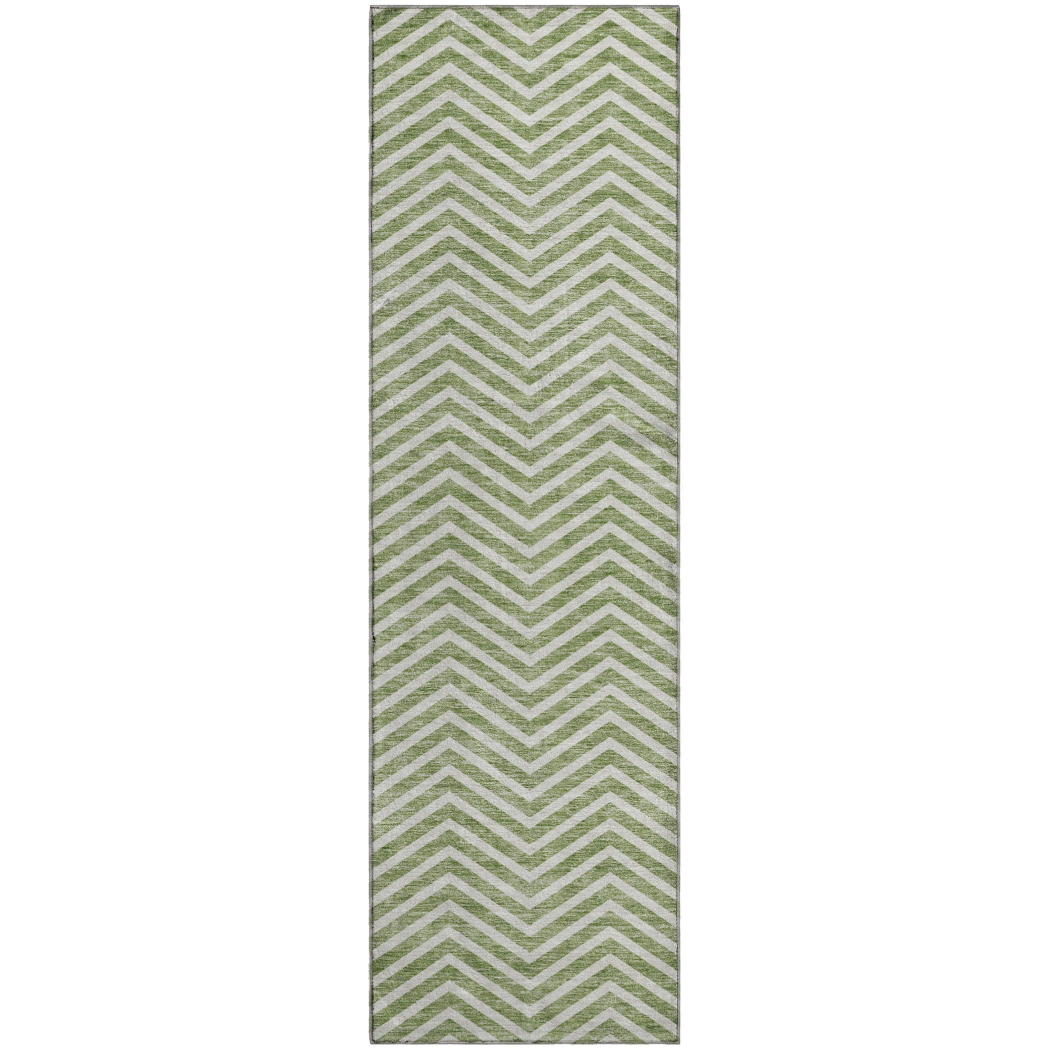 Bruges Machine Washable Transitional Green Rug 2'3" x 7'6" #shape_Runner