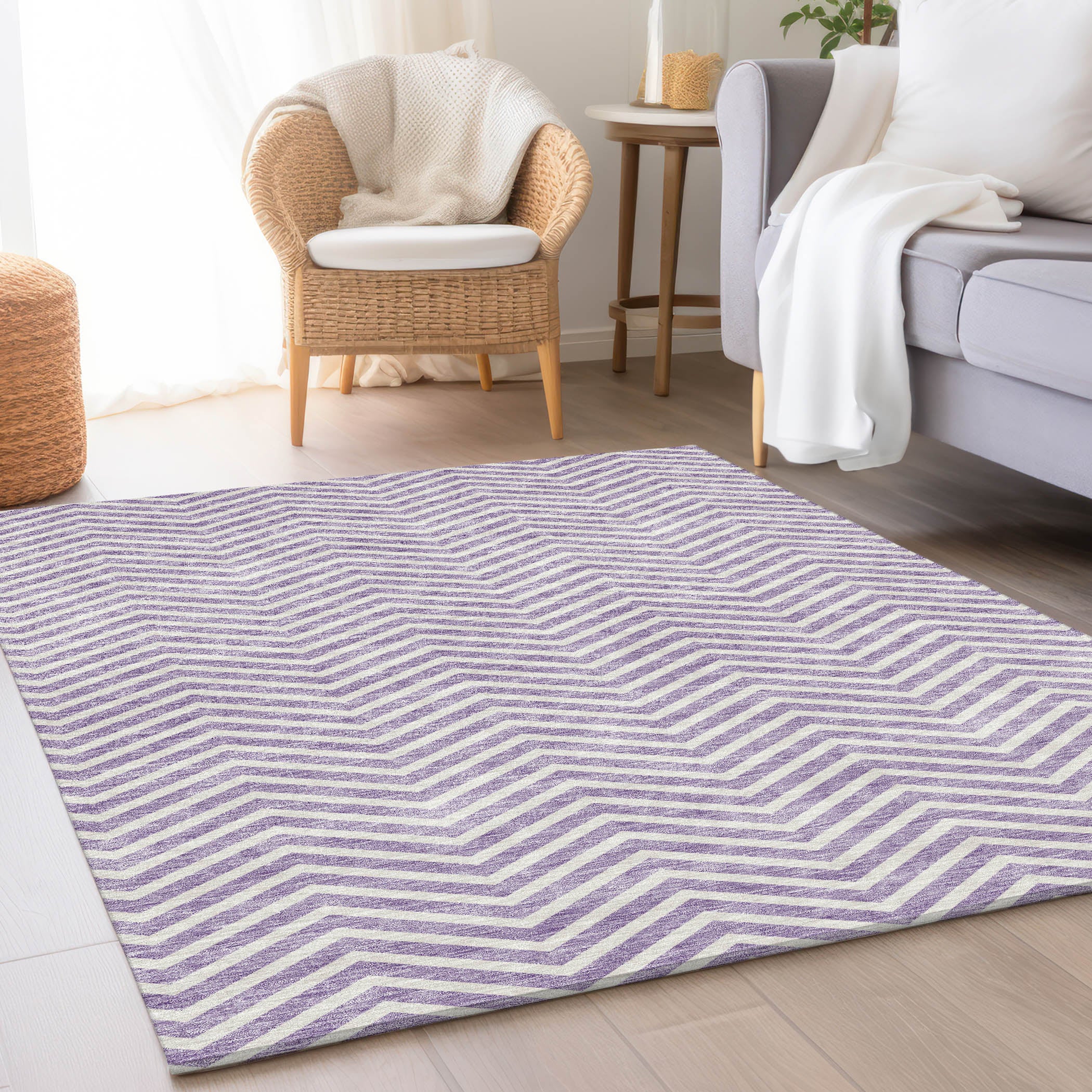 Bruges Machine Washable Transitional Lilac Purple Rug 2'6" x 3'10" #shape_Rectangle