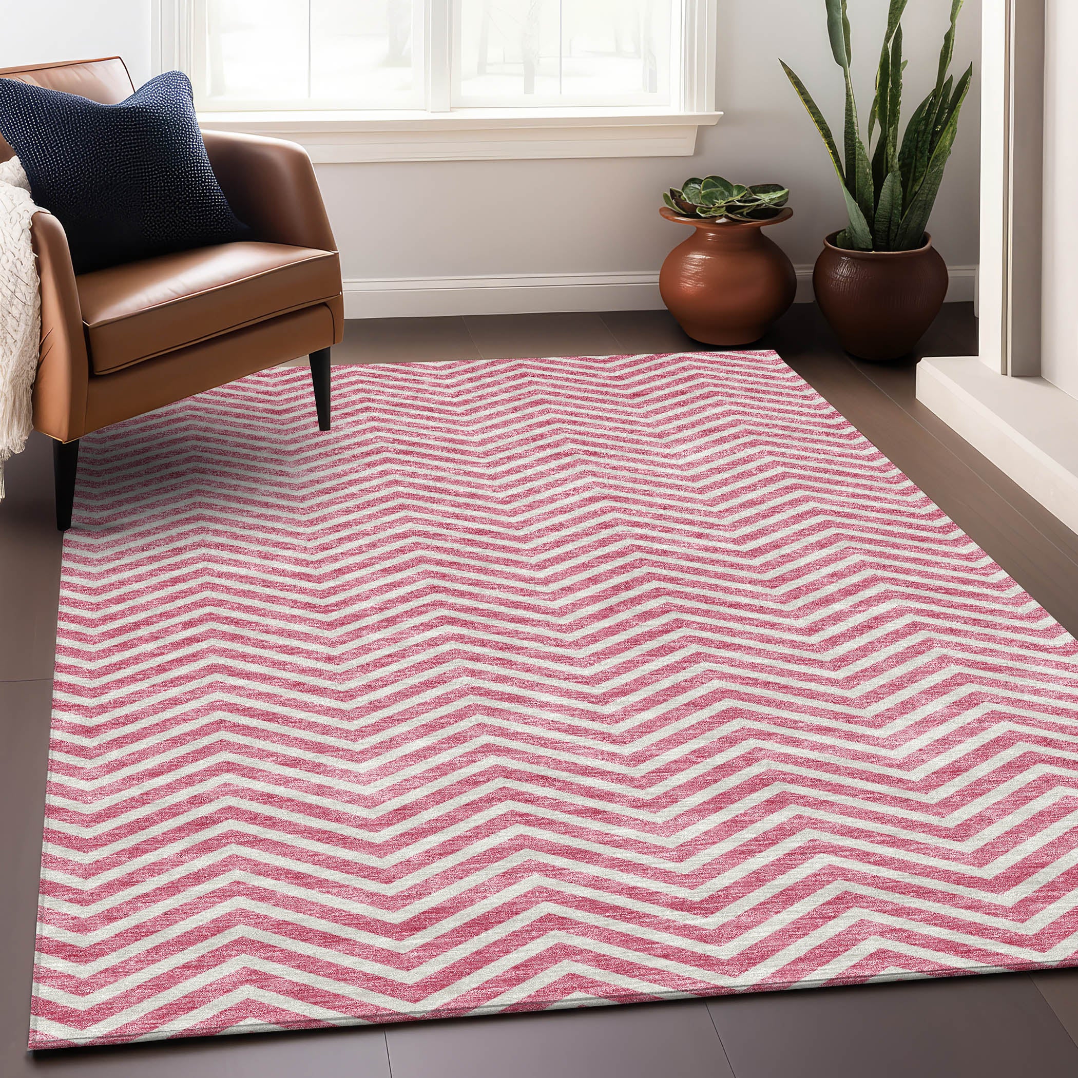 Bruges Machine Washable Transitional Pink Rug 2'6" x 3'10" #shape_Rectangle