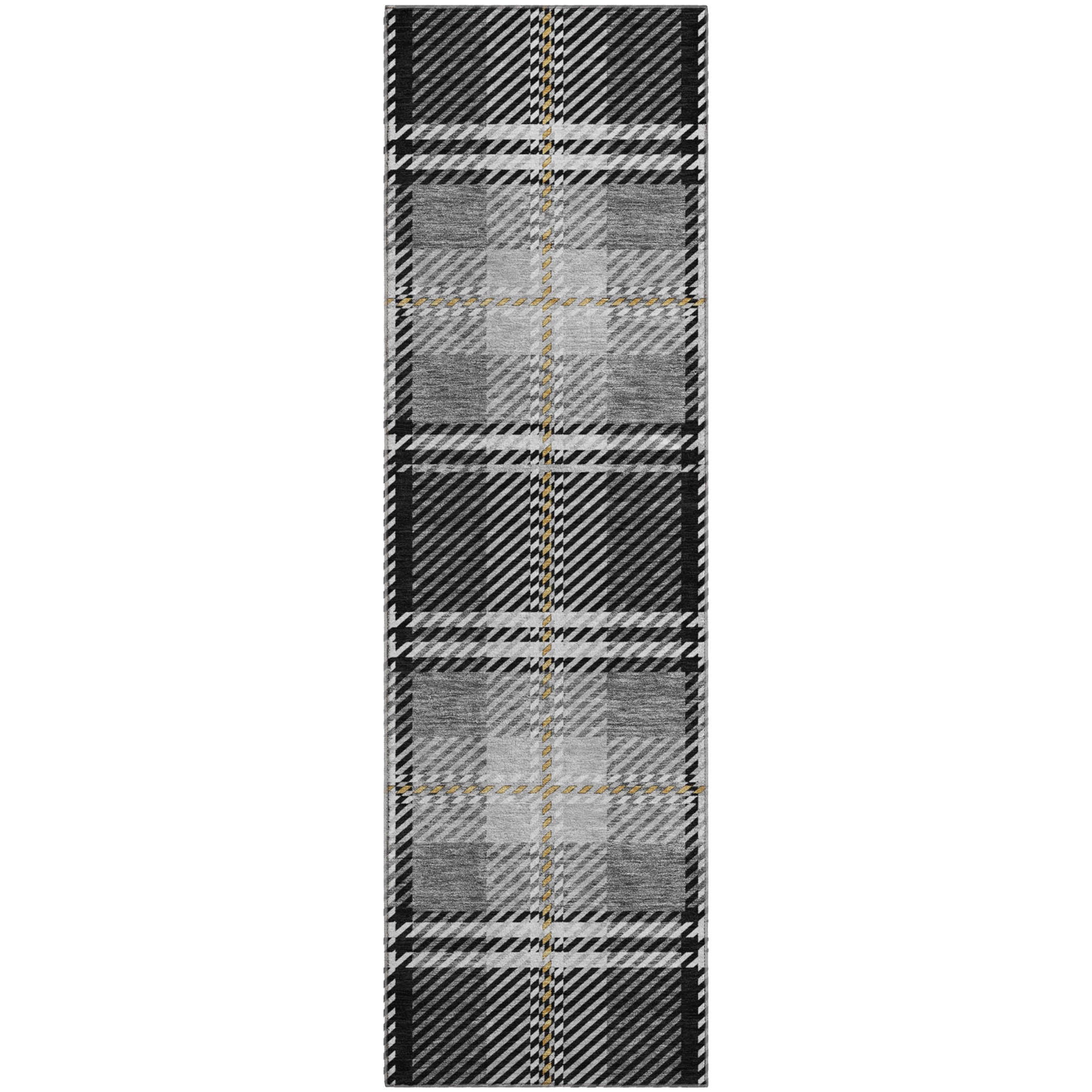 Chiang Mai Machine Washable Transitional Black Rug 2'3" x 7'6" #shape_Runner