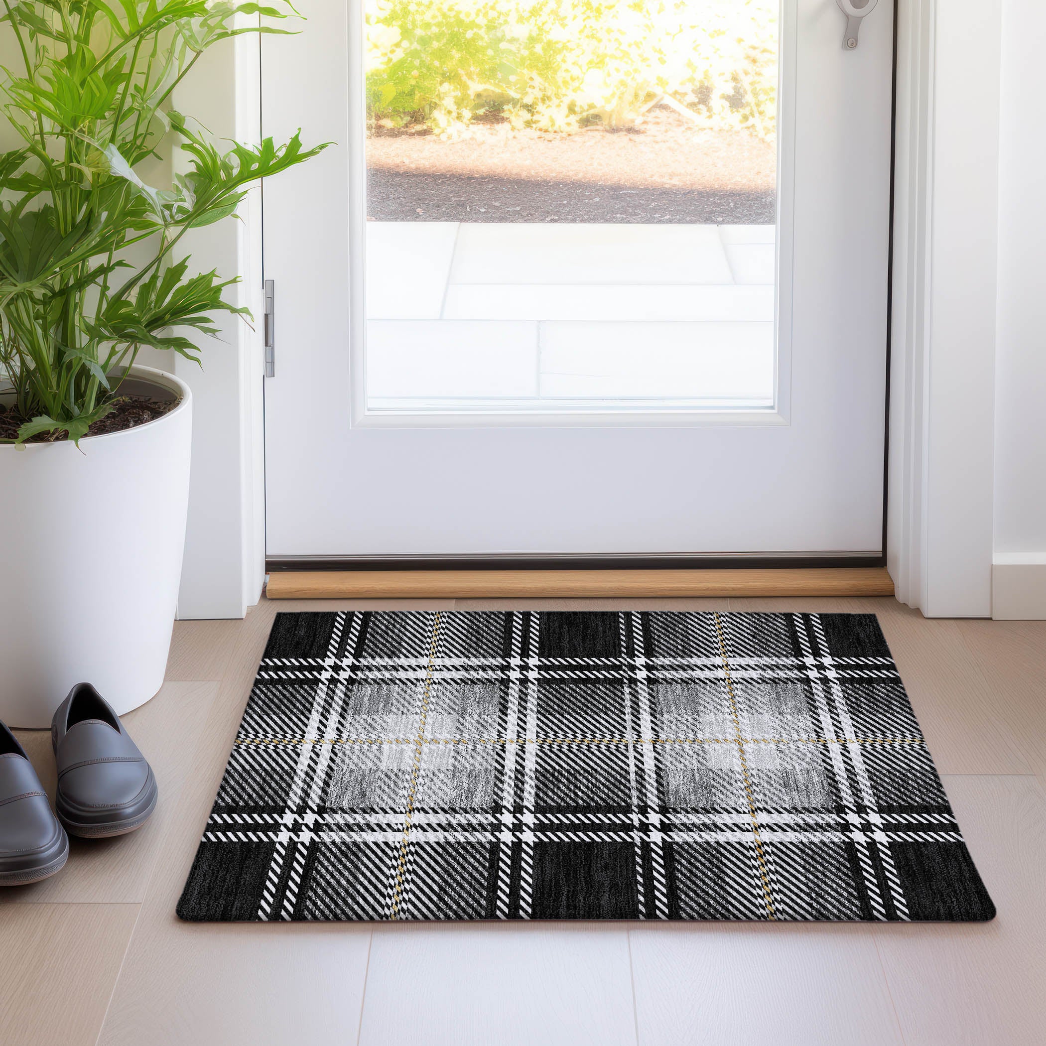 Chiang Mai Machine Washable Transitional Black Rug 1'8" x 2'6" #shape_Rectangle