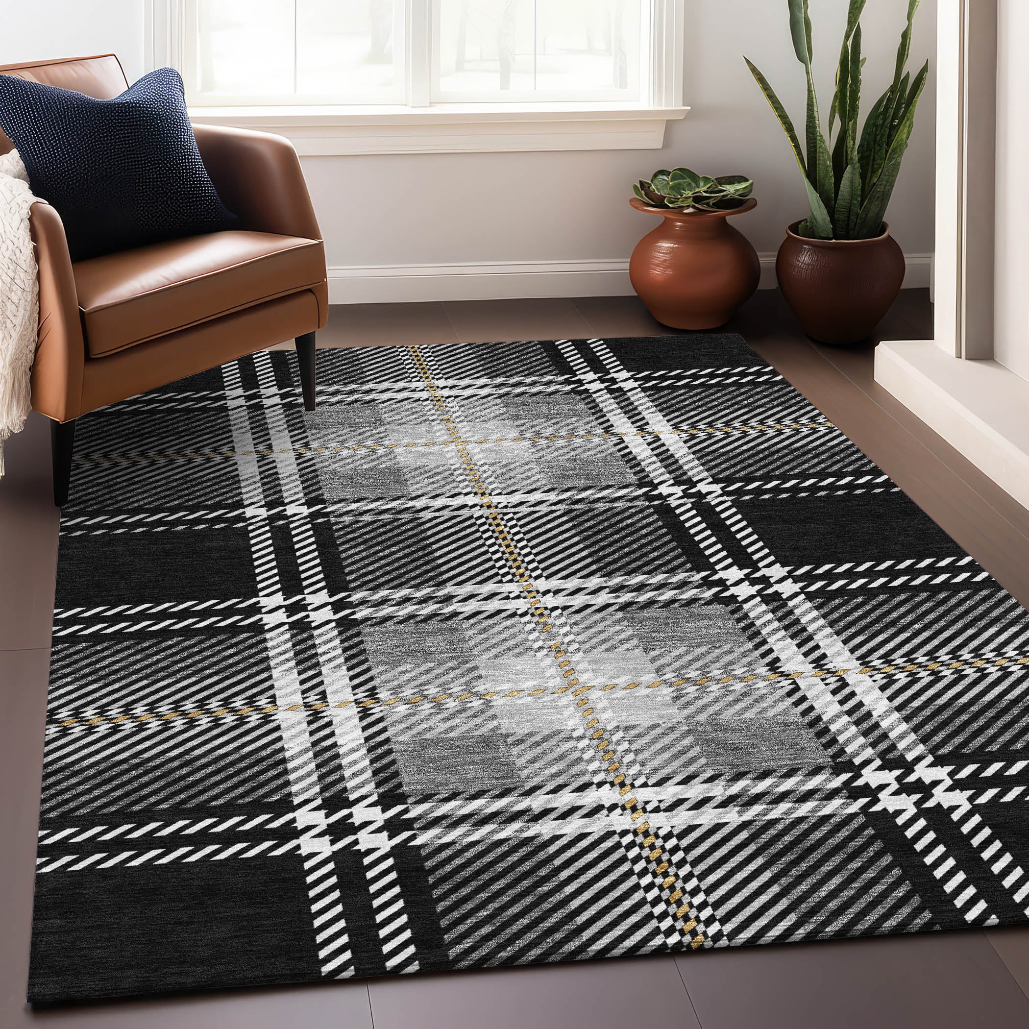 Chiang Mai Machine Washable Transitional Black Rug 2'6" x 3'10" #shape_Rectangle