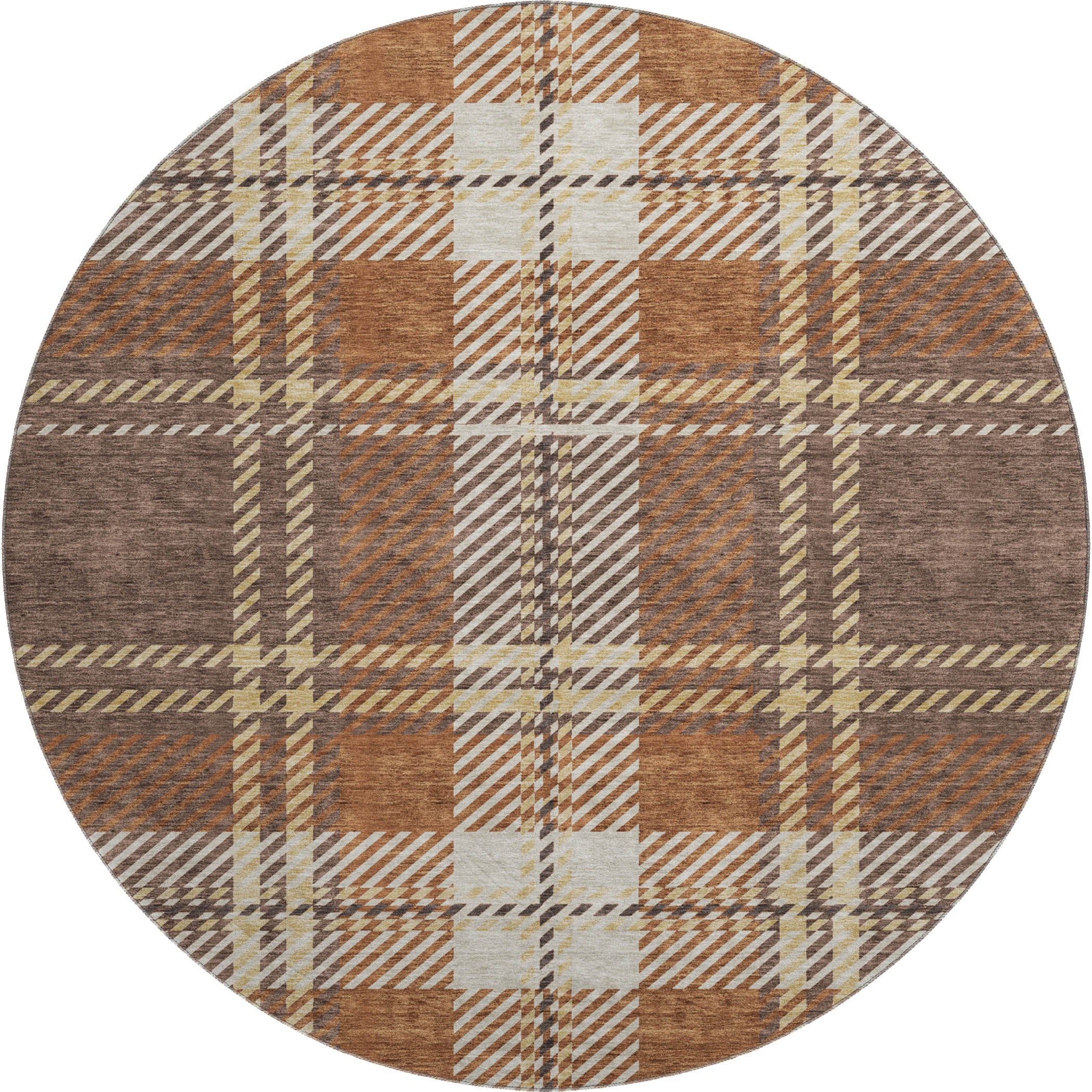 Chiang Mai Machine Washable Transitional Chocolate Brown Rug 8' x 8' #shape_Round