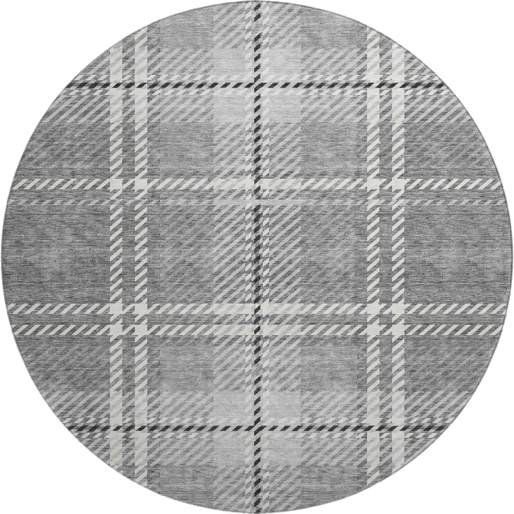 Chiang Mai Machine Washable Transitional Gray Rug 8' x 8' #shape_Round