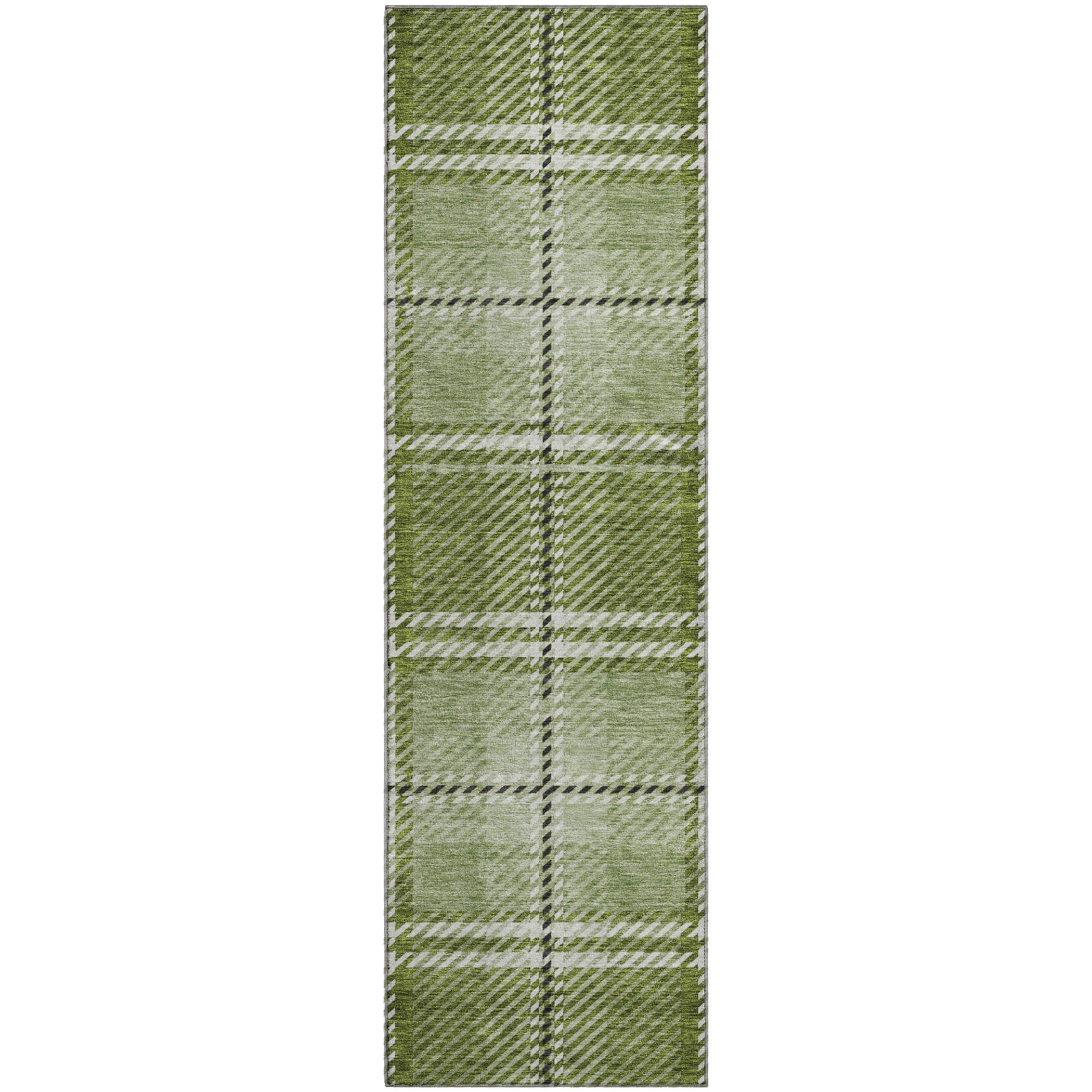 Chiang Mai Machine Washable Transitional Green Rug 2'3" x 7'6" #shape_Runner