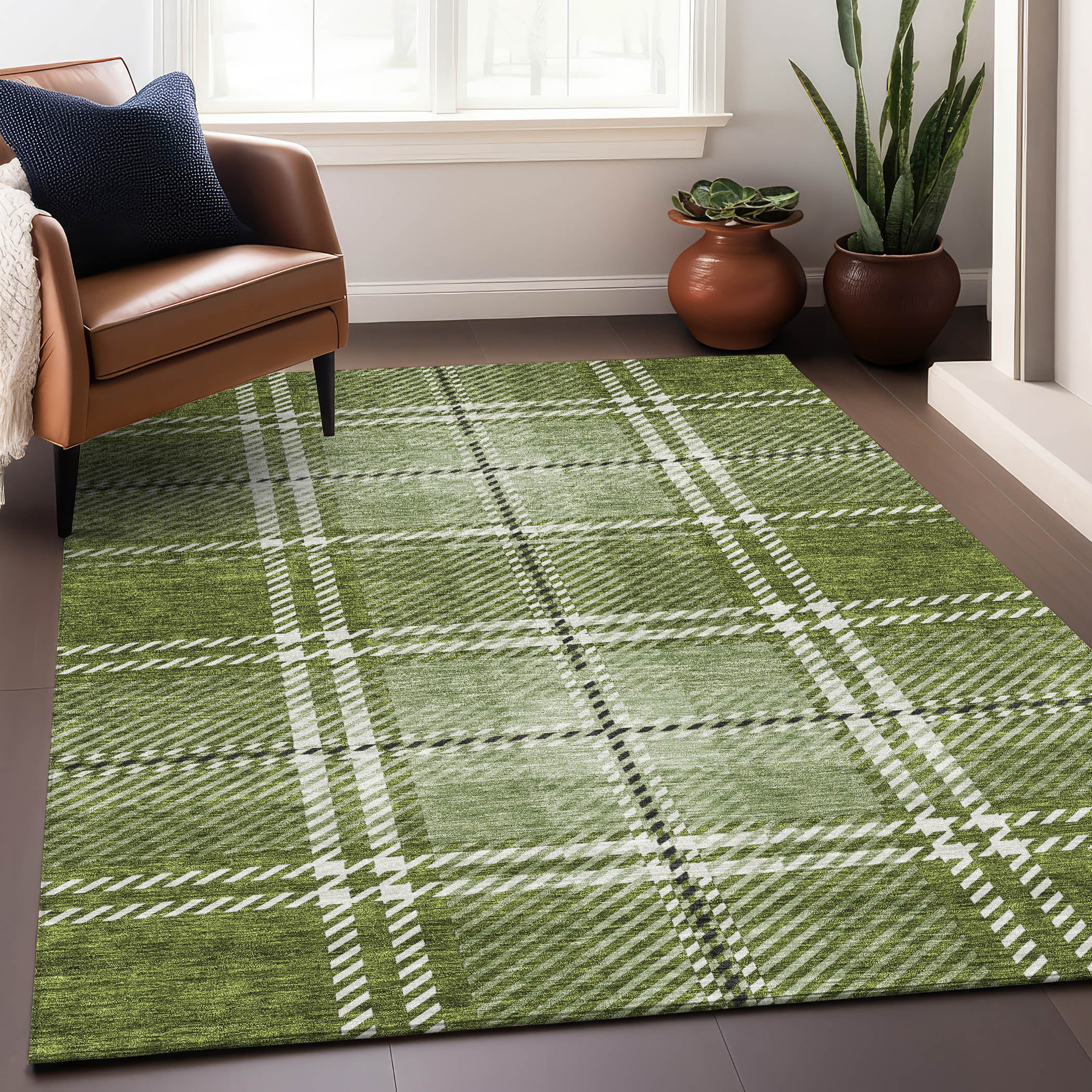 Chiang Mai Machine Washable Transitional Green Rug 2'6" x 3'10" #shape_Rectangle