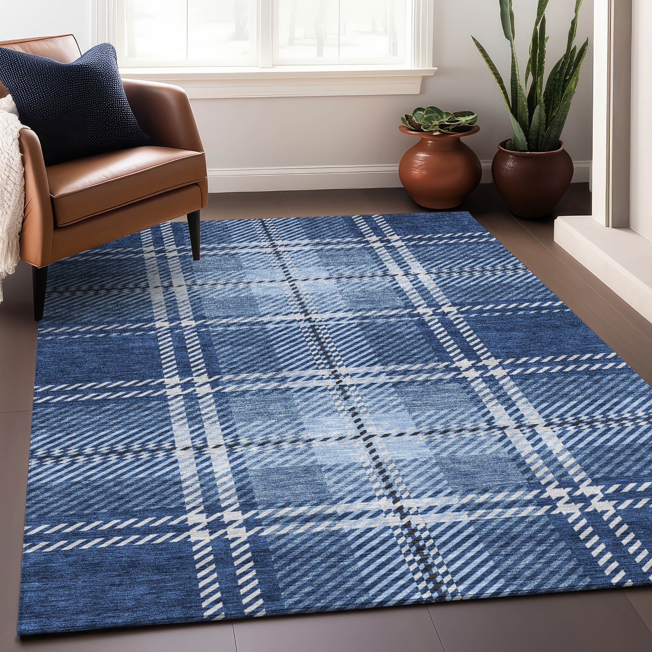 Chiang Mai Machine Washable Transitional Navy Blue Rug 2'6" x 3'10" #shape_Rectangle