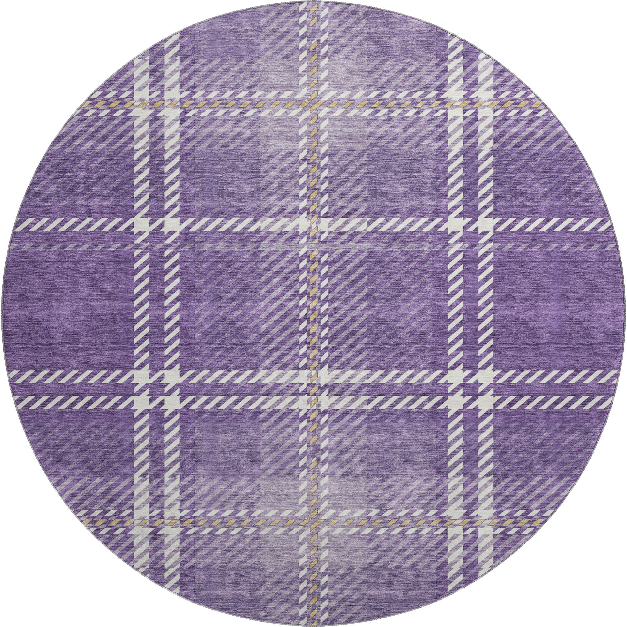 Chiang Mai Machine Washable Transitional Purple Rug 8' x 8' #shape_Round