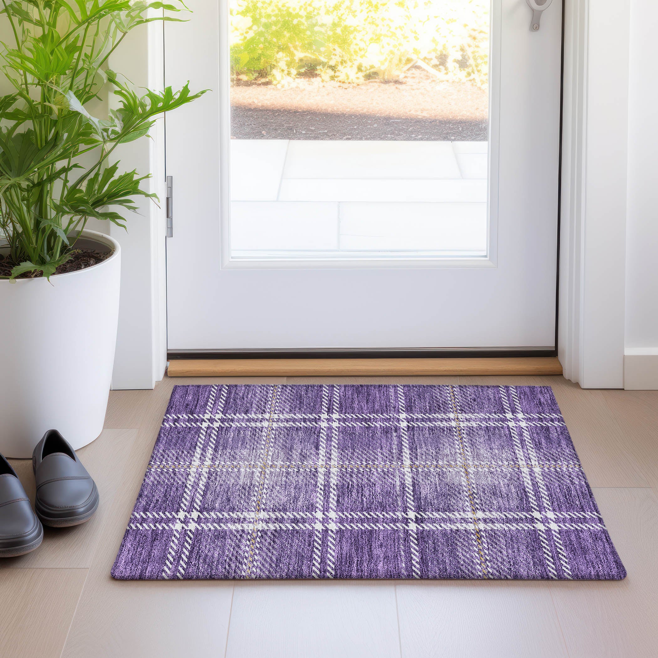 Chiang Mai Machine Washable Transitional Purple Rug 1'8" x 2'6" #shape_Rectangle