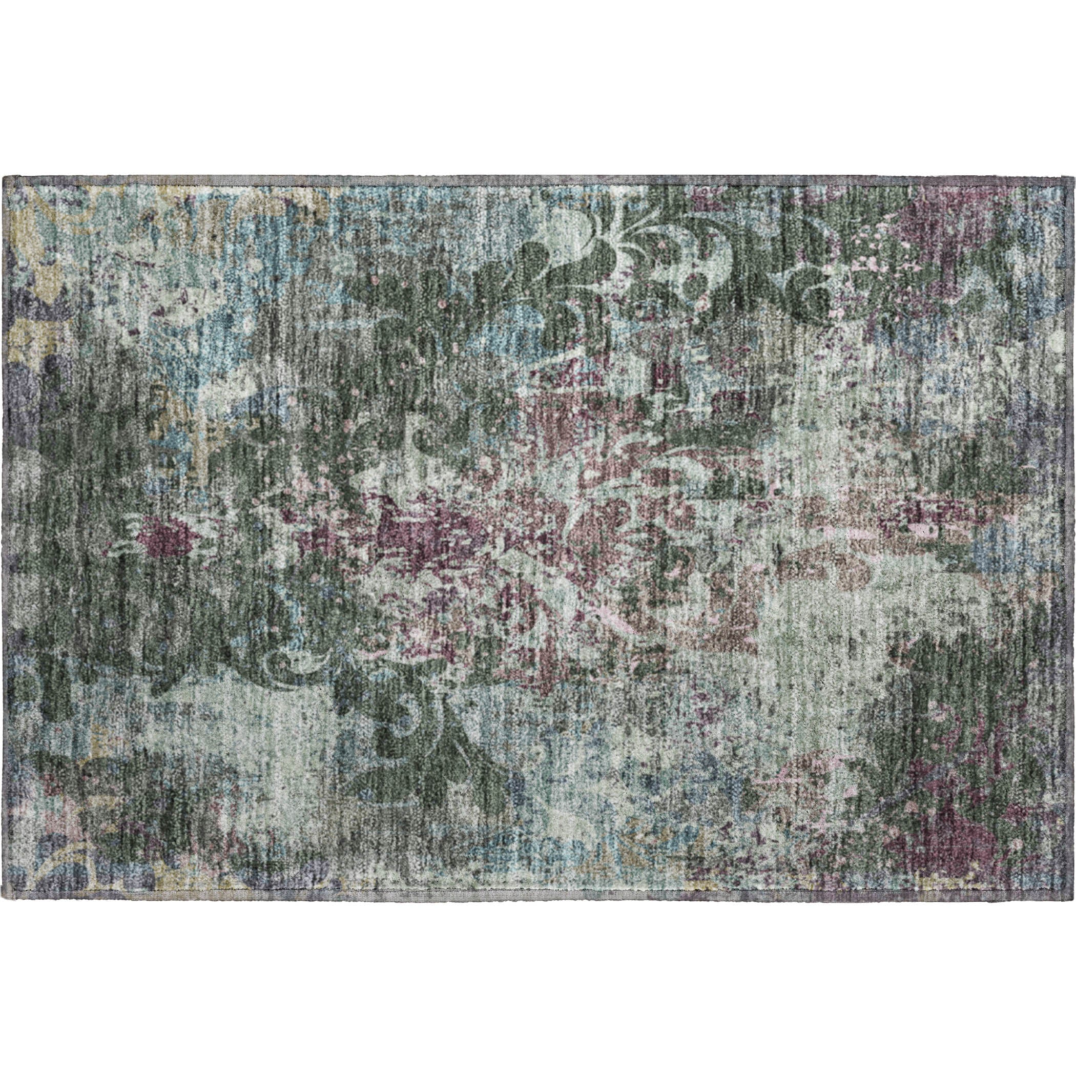 Split Machine Washable Transitional Fern Green Rug 1'8" x 2'6" #shape_Rectangle