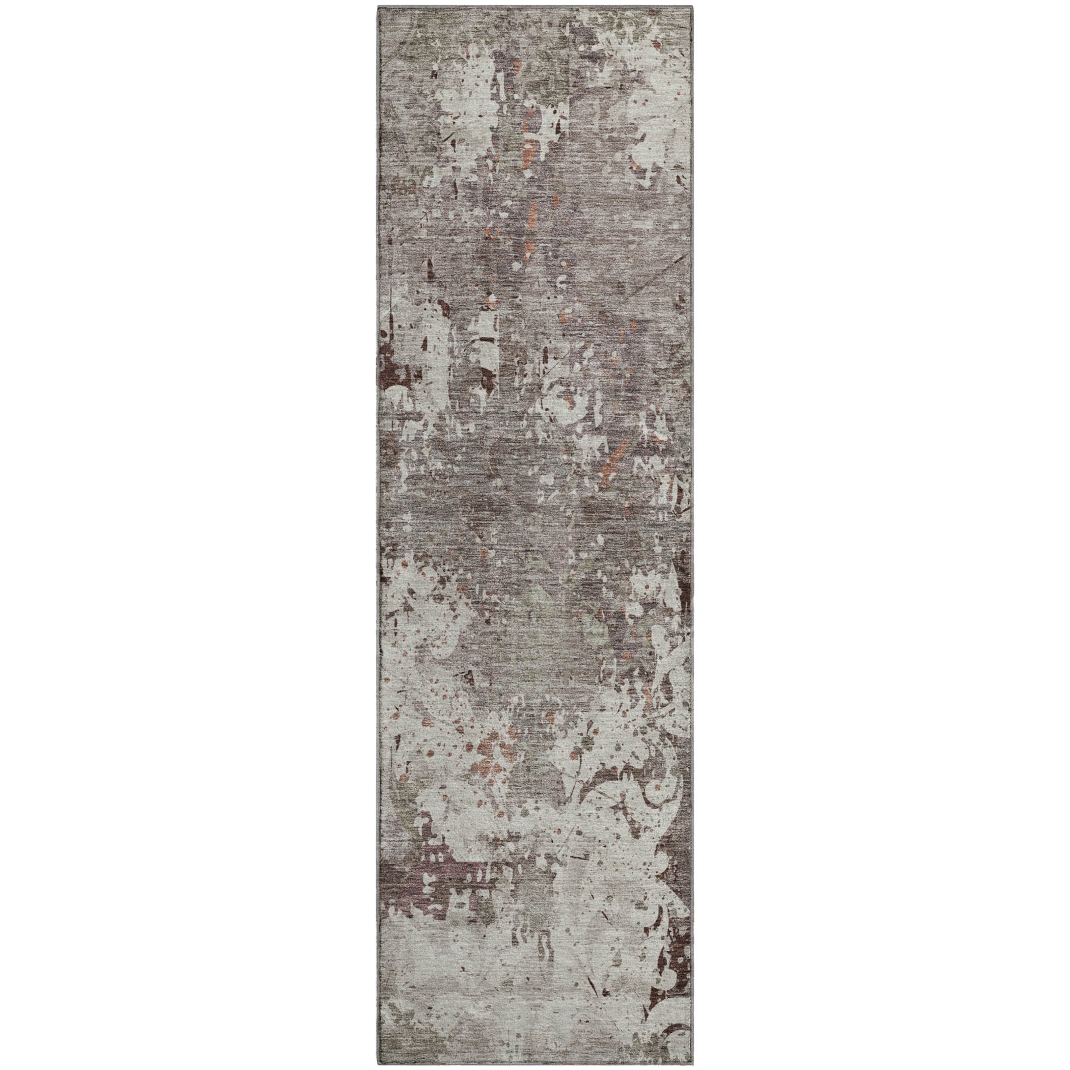 Split Machine Washable Transitional Taupe Brown Rug 2'3" x 7'6" #shape_Runner