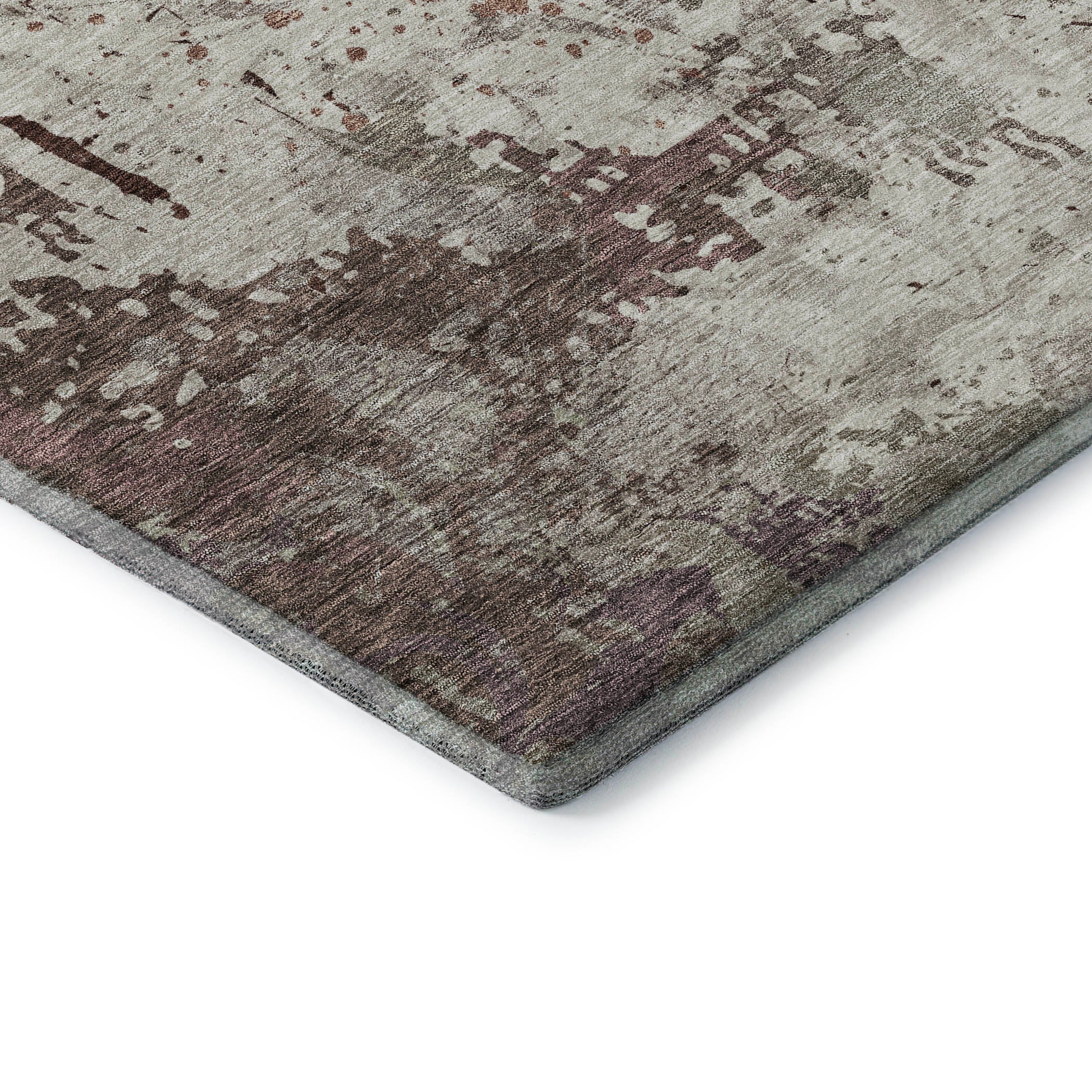 Split Machine Washable Transitional Taupe Brown Rug 1'8" x 2'6" #shape_Rectangle