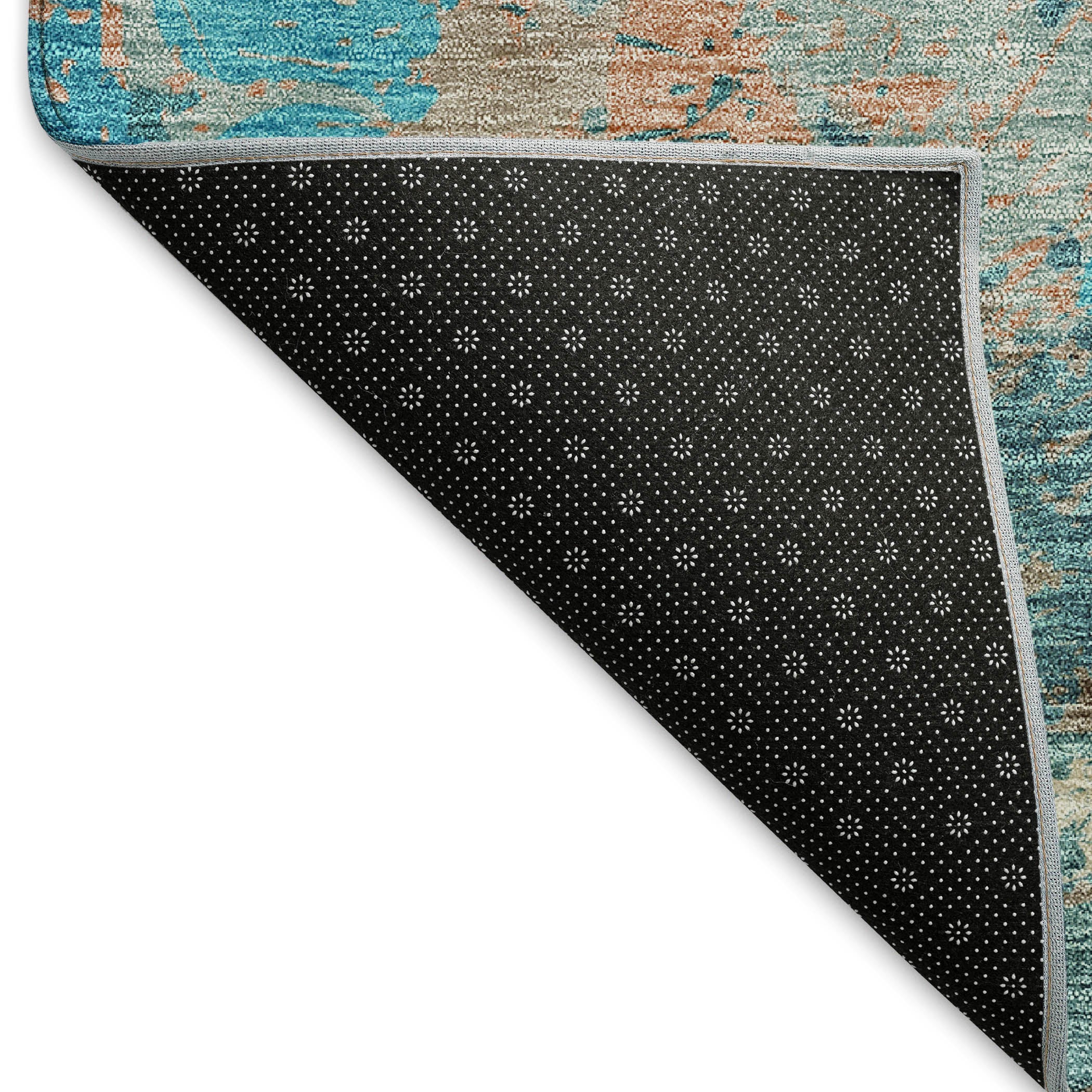 Split Machine Washable Transitional Teal Rug 1'8" x 2'6" #shape_Rectangle
