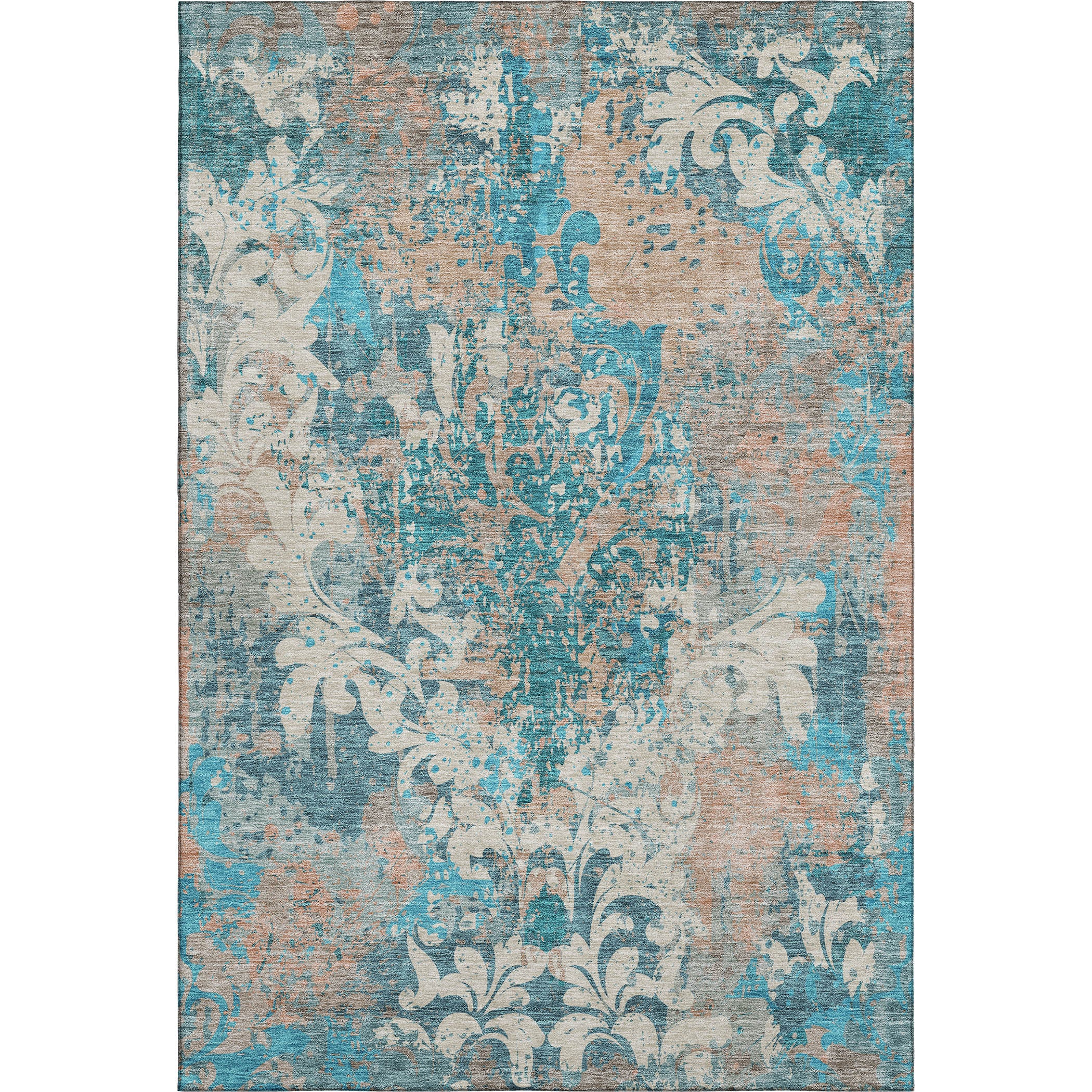 Split Machine Washable Transitional Teal Rug 2'6" x 3'10" #shape_Rectangle