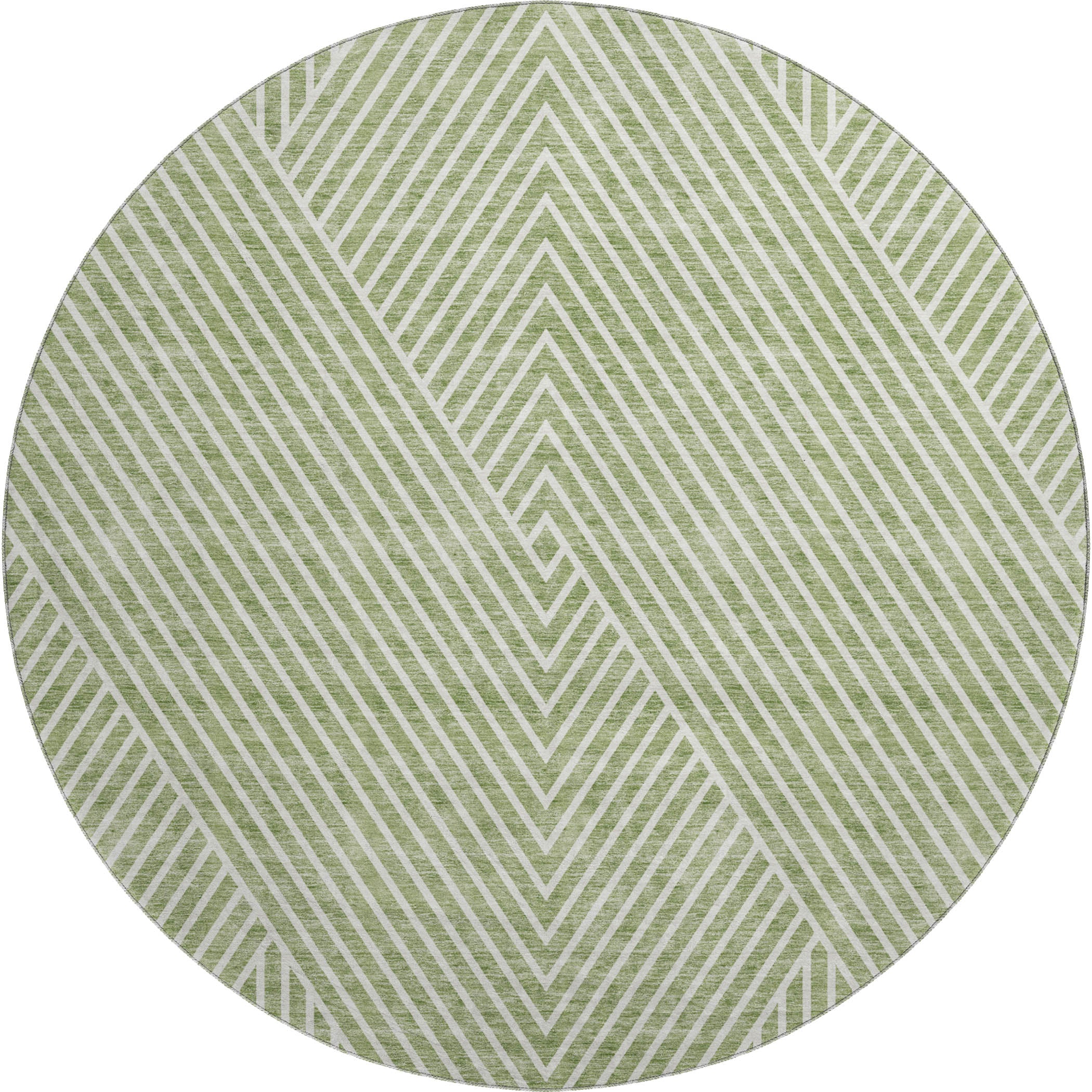 Bern Machine Washable Transitional Aloe Green Rug 8' x 8' #shape_Round