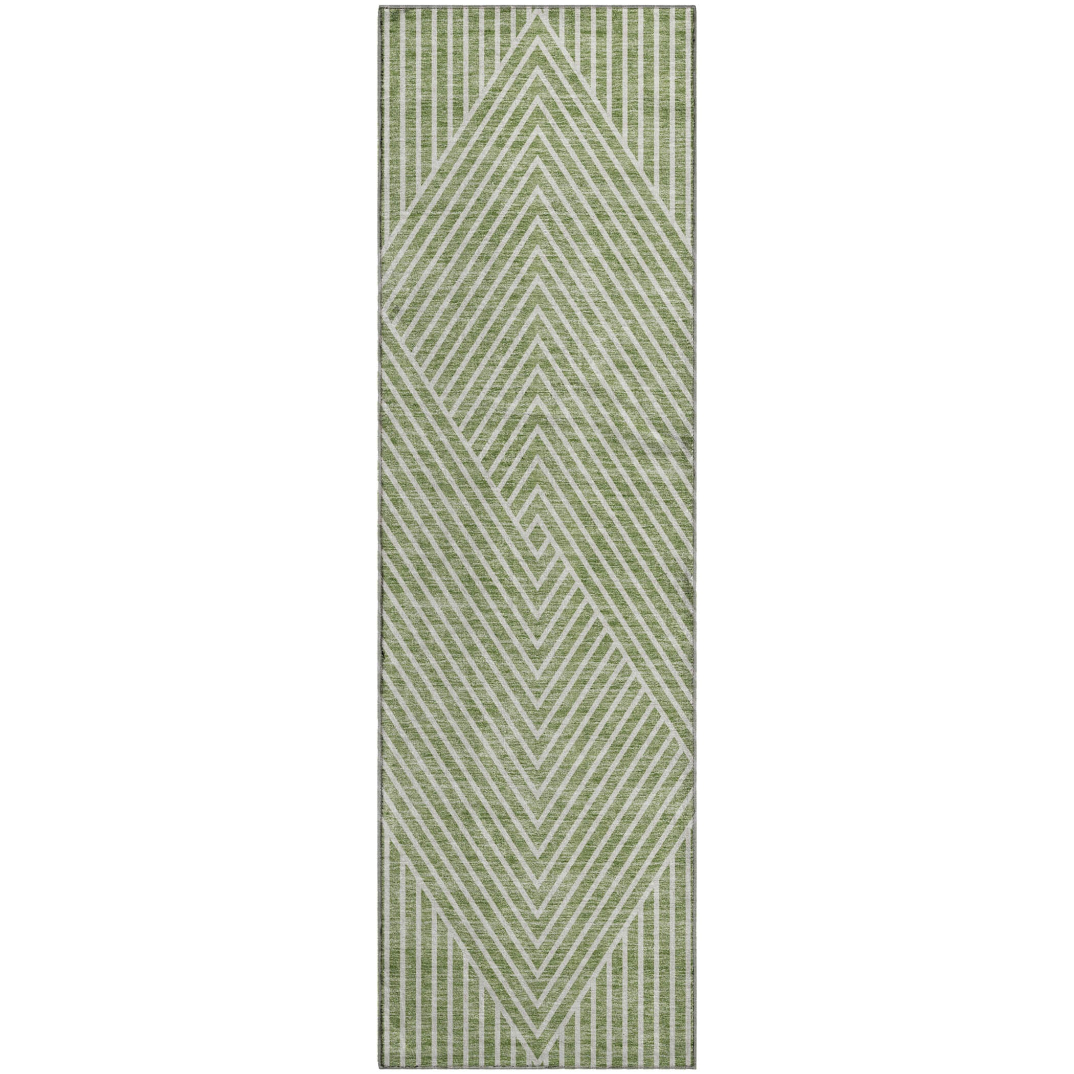 Bern Machine Washable Transitional Aloe Green Rug 2'3" x 7'6" #shape_Runner