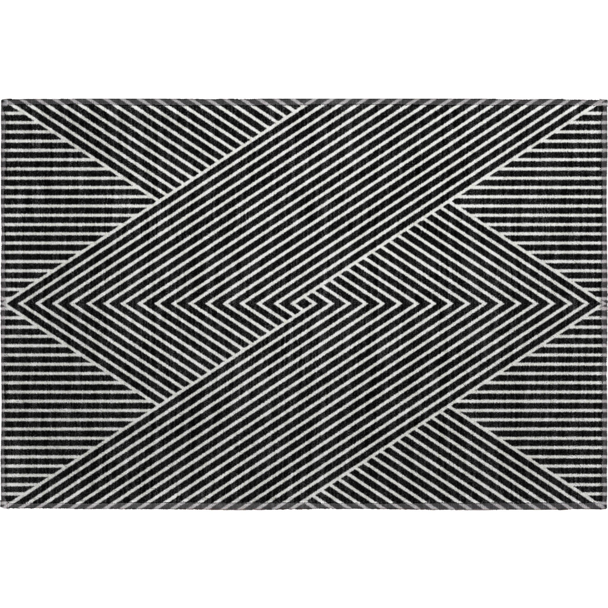 Bern Machine Washable Transitional Black Rug 1'8" x 2'6" #shape_Rectangle