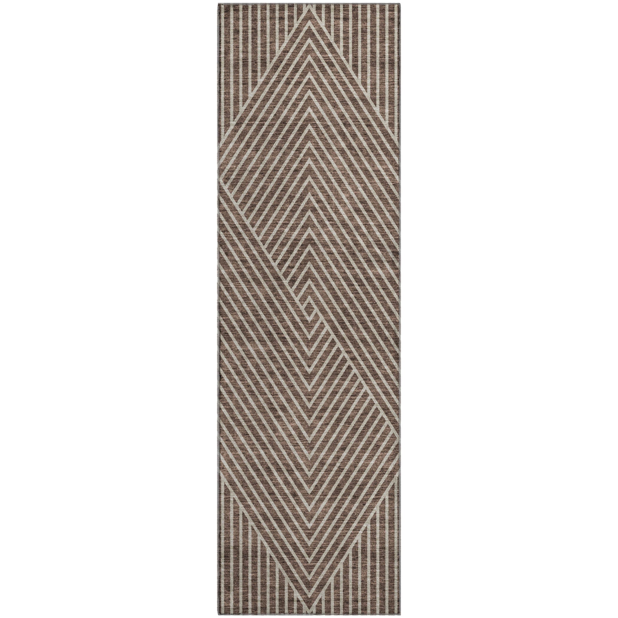 Bern Machine Washable Transitional Brown Rug 2'3" x 7'6" #shape_Runner