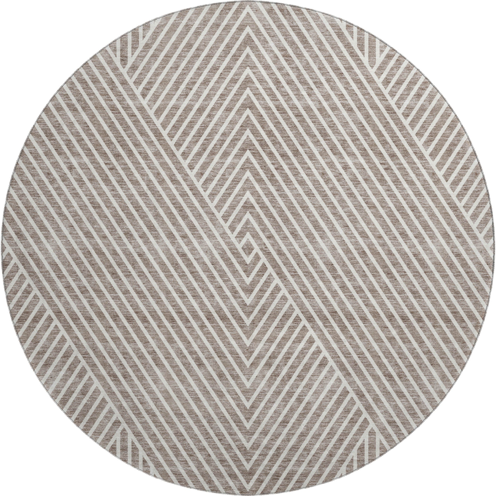 Bern Machine Washable Transitional Taupe Brown Rug 8' x 8' #shape_Round