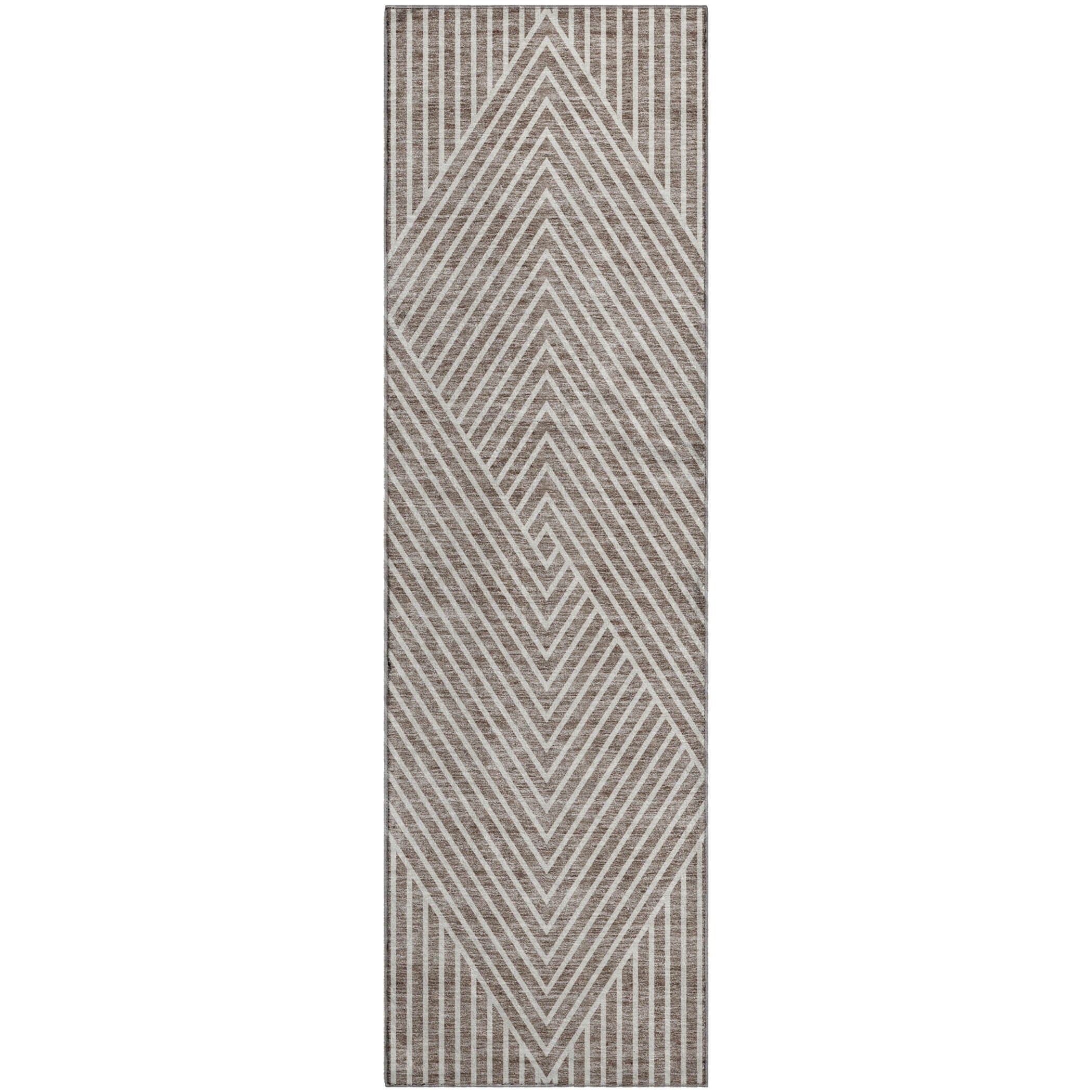 Bern Machine Washable Transitional Taupe Brown Rug 2'3" x 7'6" #shape_Runner
