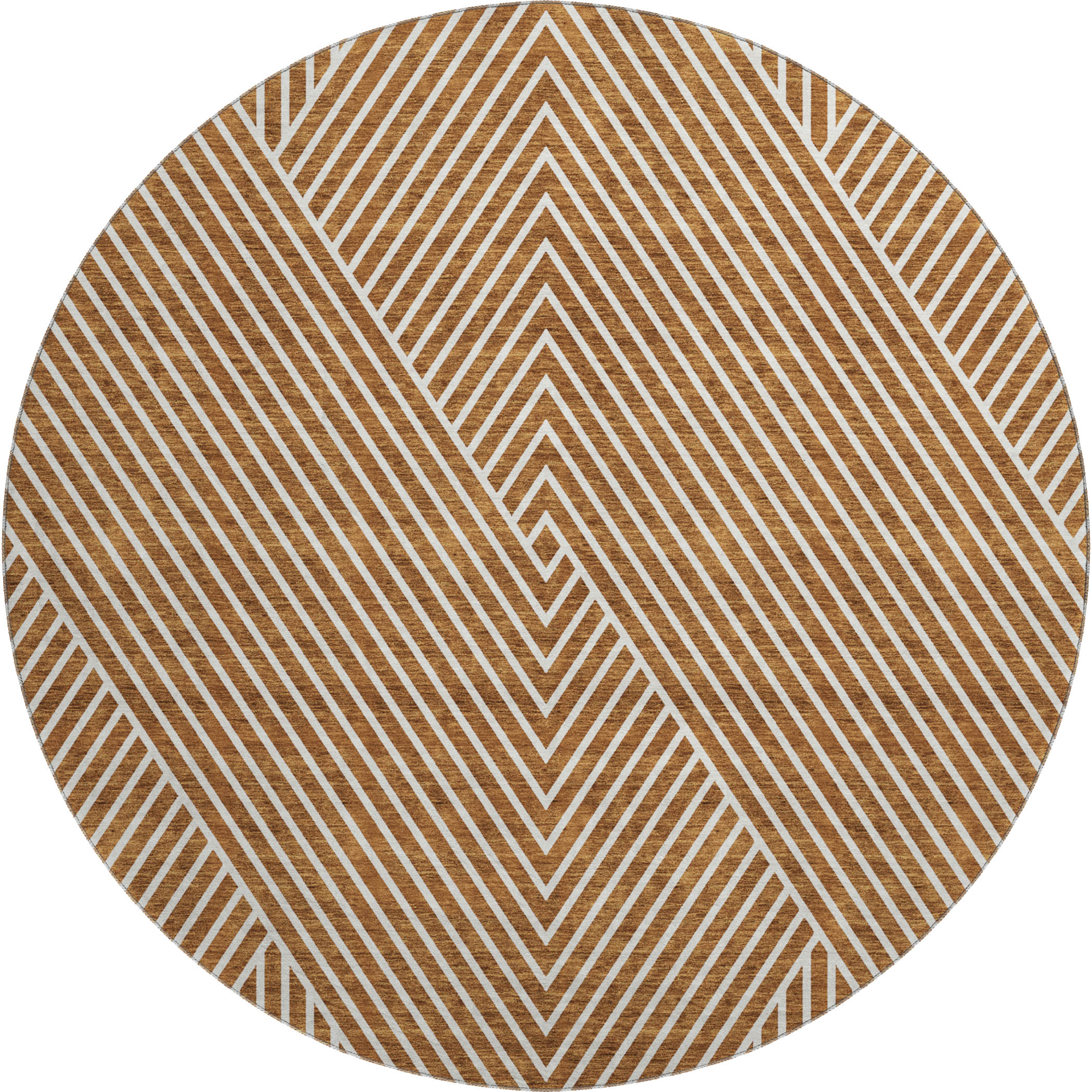 Bern Machine Washable Transitional Terracotta Orange Rug 8' x 8' #shape_Round