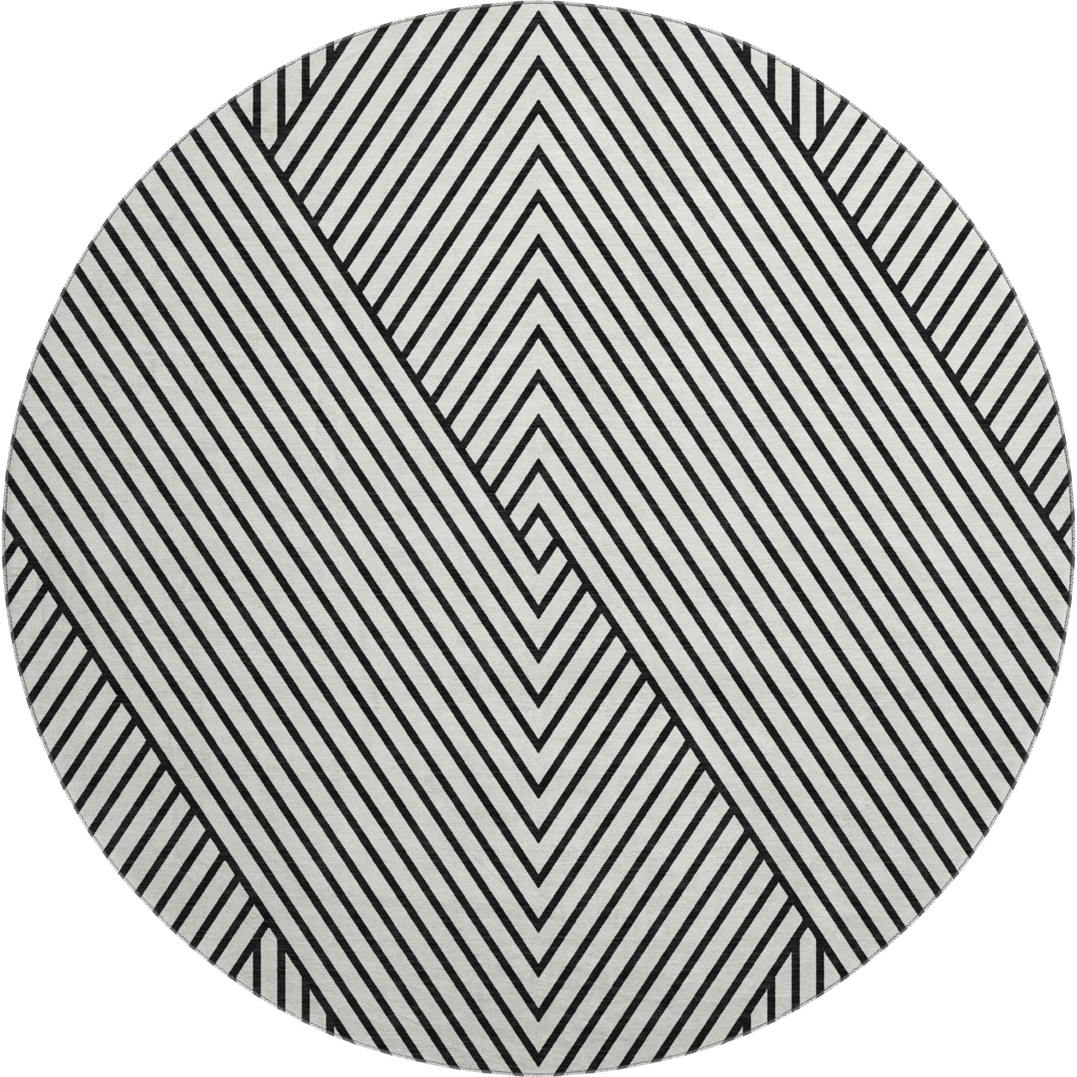 Bern Machine Washable Transitional White Ivory Rug 8' x 8' #shape_Round