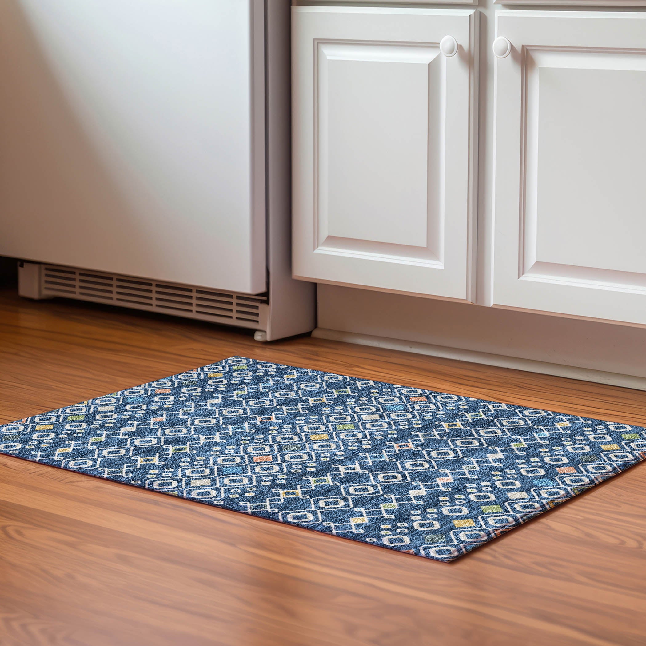Tallinn Machine Washable Transitional Navy Blue Rug 1'8" x 2'6" #shape_Rectangle