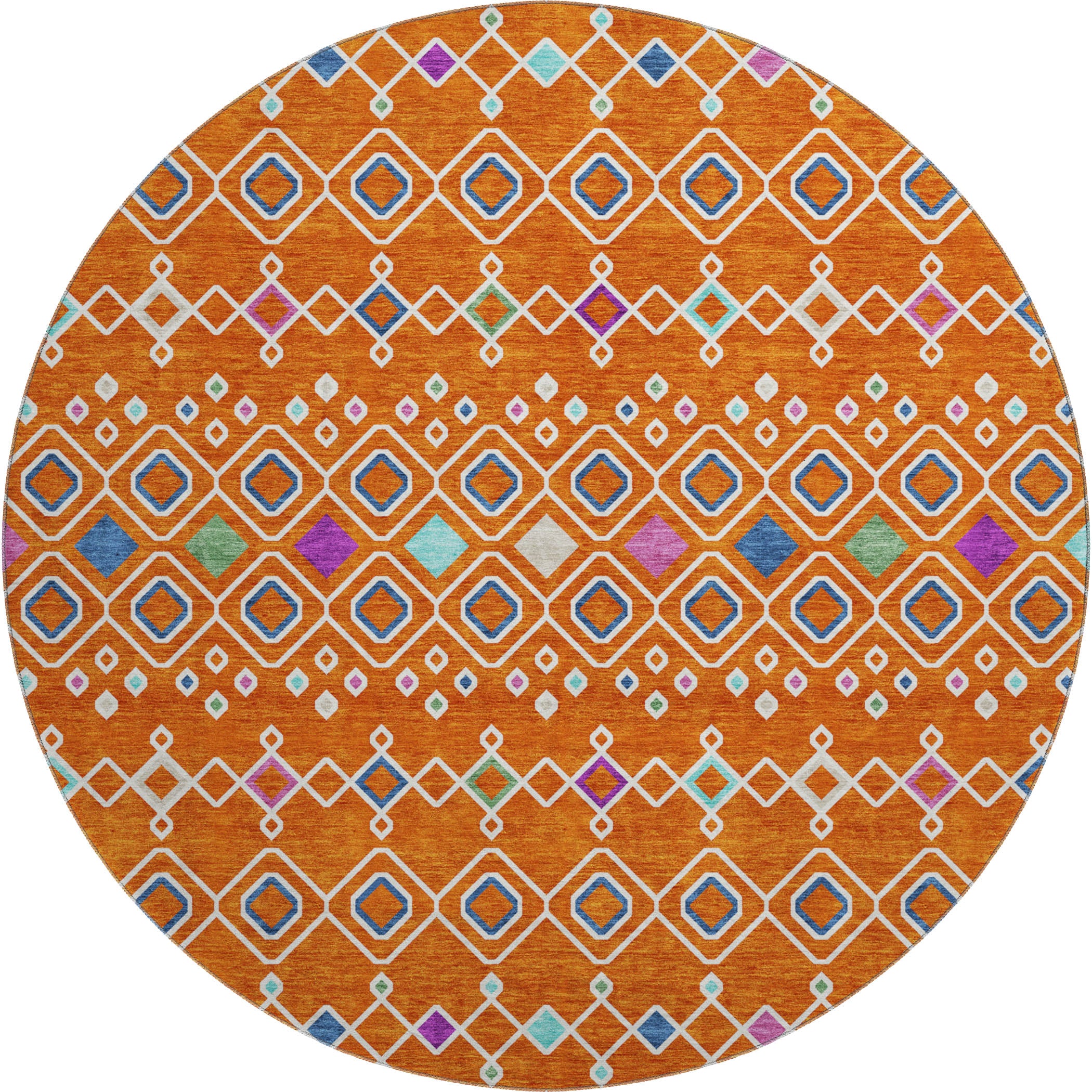 Tallinn Machine Washable Transitional Orange Rug 8' x 8' #shape_Round