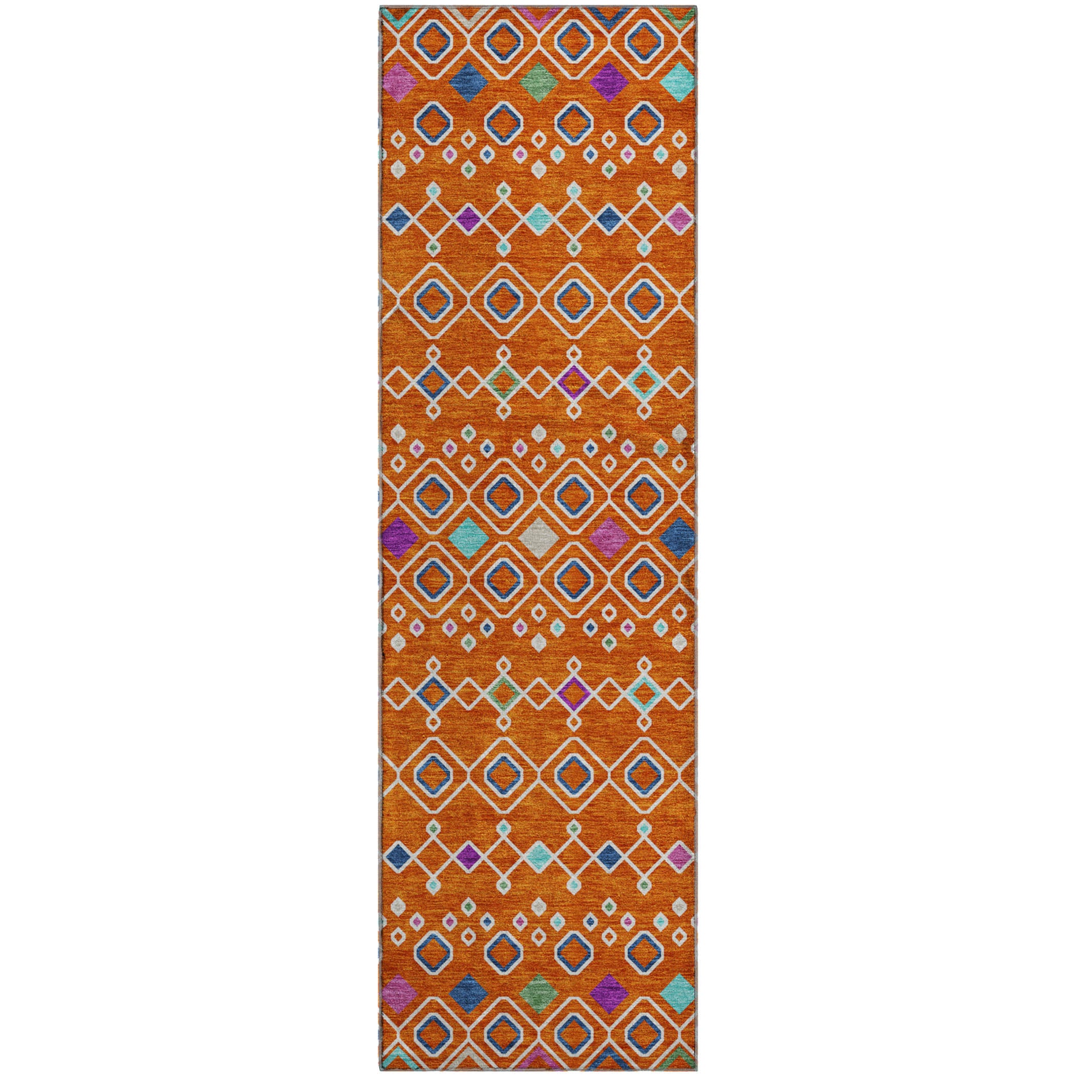 Tallinn Machine Washable Transitional Orange Rug 2'3" x 7'6" #shape_Runner