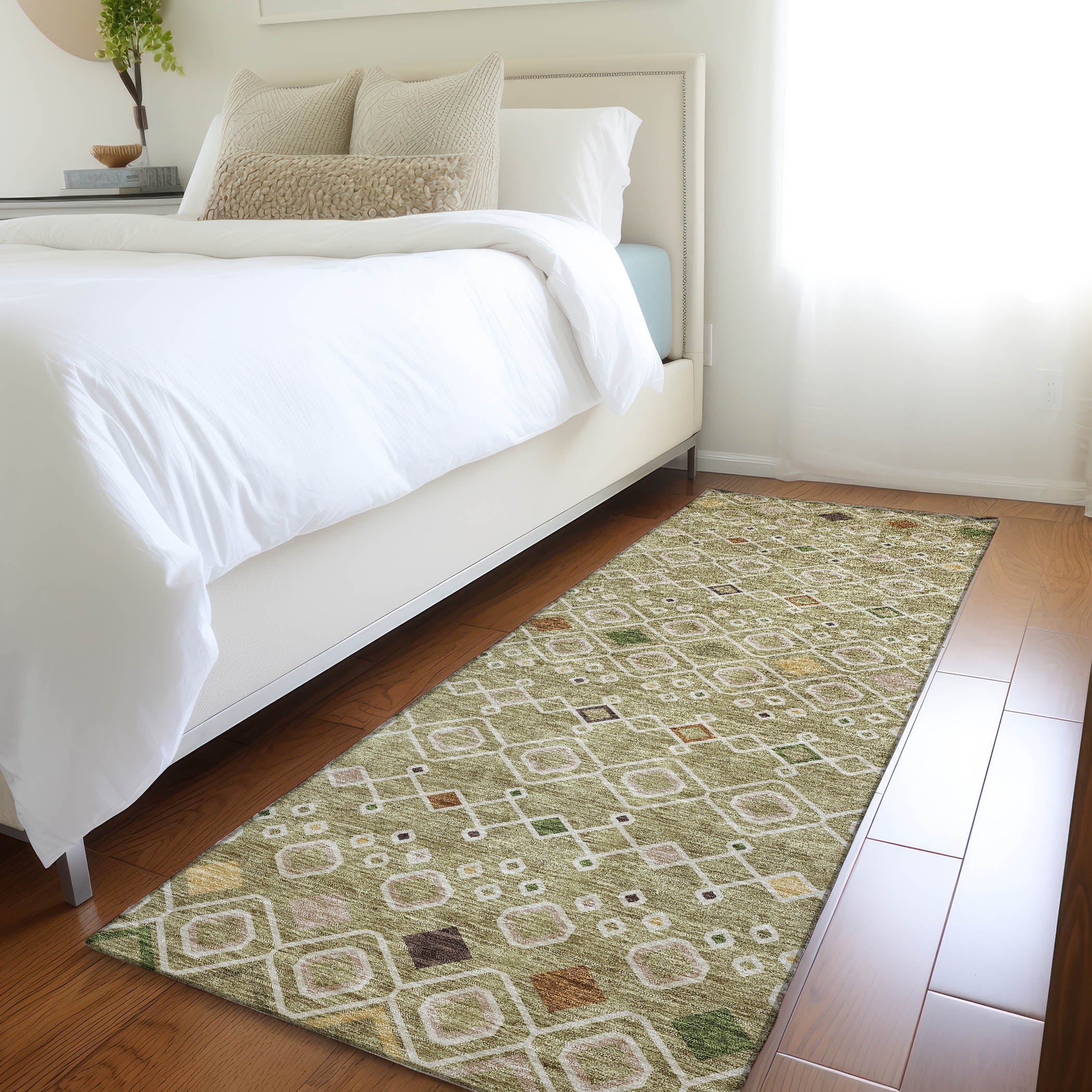 Tallinn Machine Washable Transitional Sage Green Rug 2'3" x 7'6" #shape_Runner