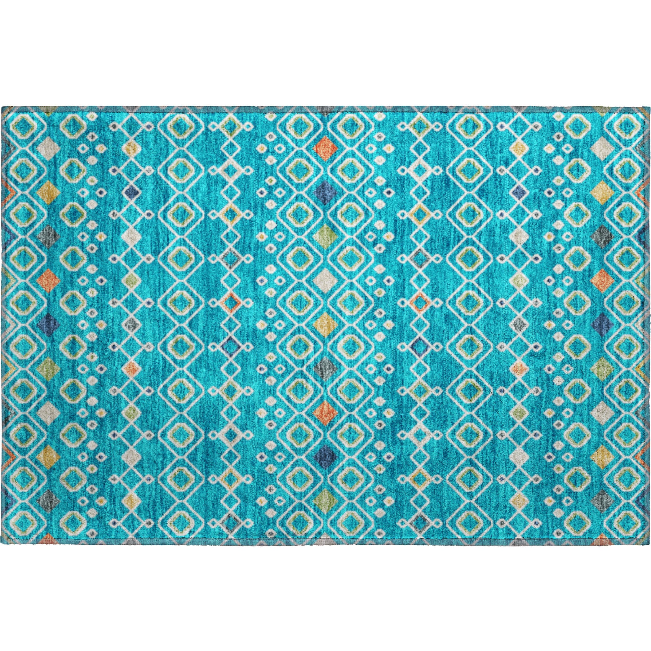 Tallinn Machine Washable Transitional Teal Rug 1'8" x 2'6" #shape_Rectangle
