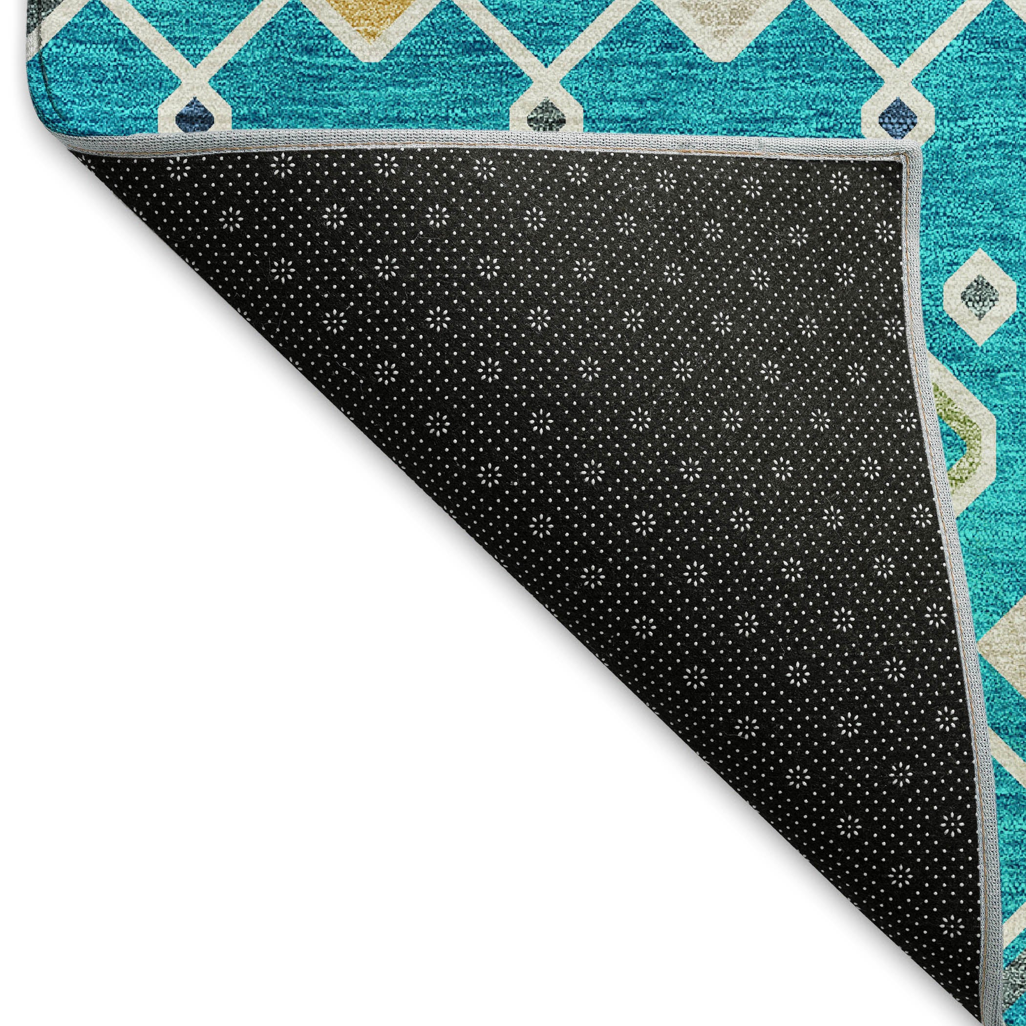 Tallinn Machine Washable Transitional Teal Rug 1'8" x 2'6" #shape_Rectangle
