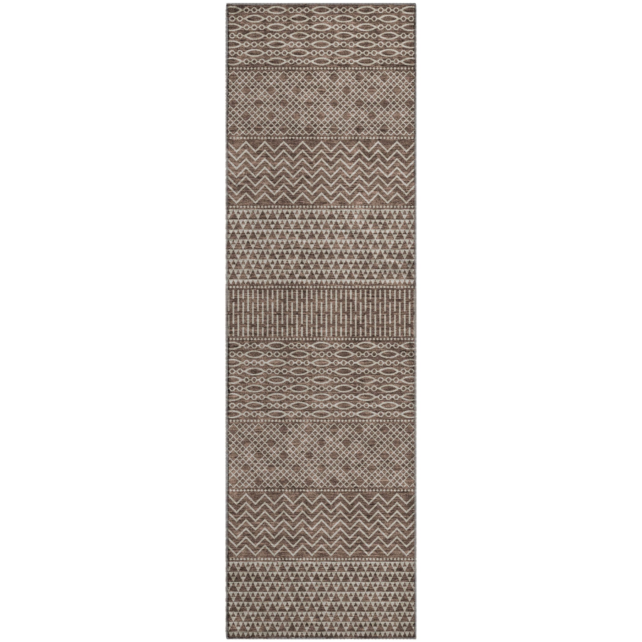 Florence Machine Washable Transitional Brown Rug 2'3" x 7'6" #shape_Runner
